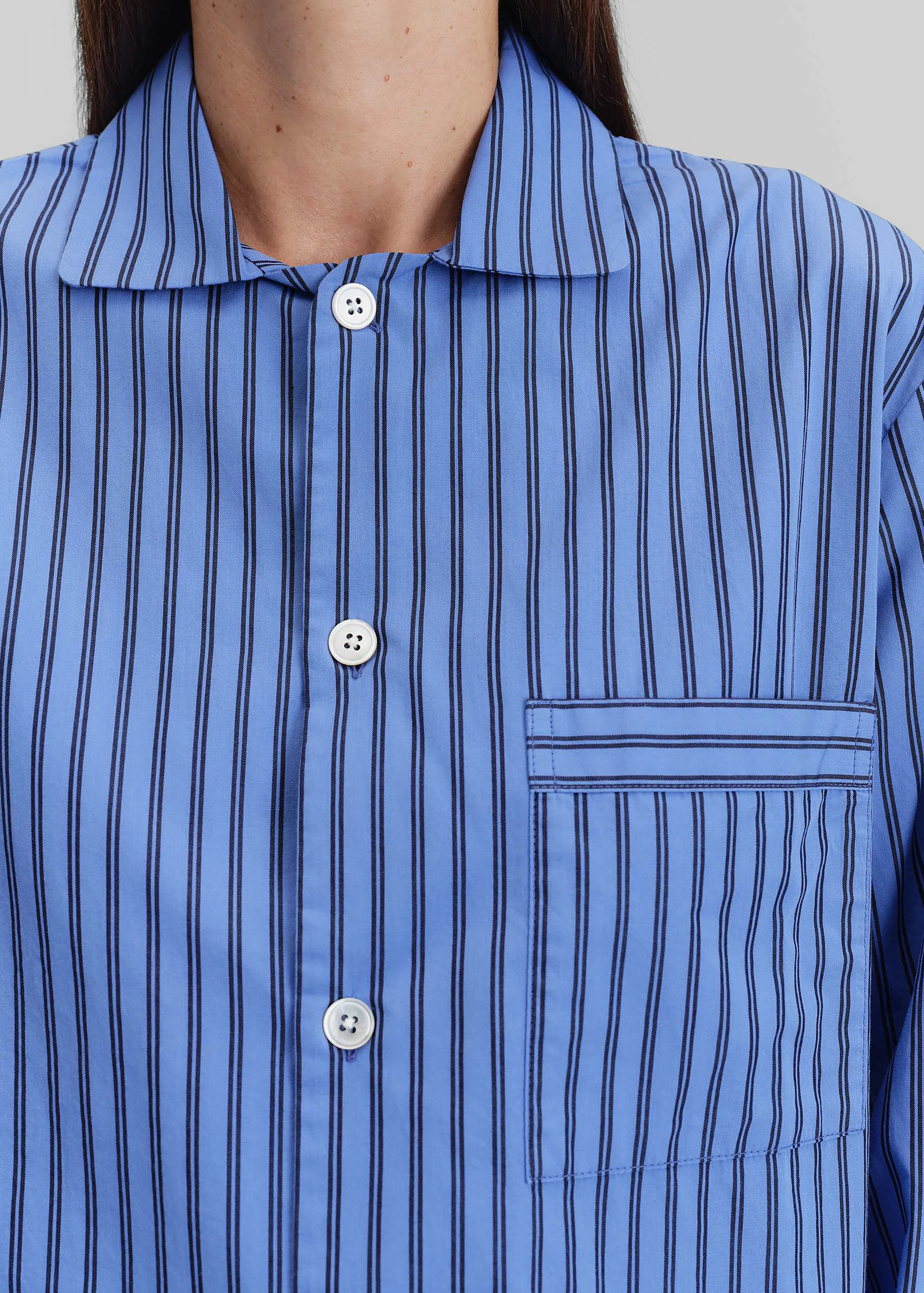 Tekla Poplin Pyjama Shirt - Boro Stripes - Image 5