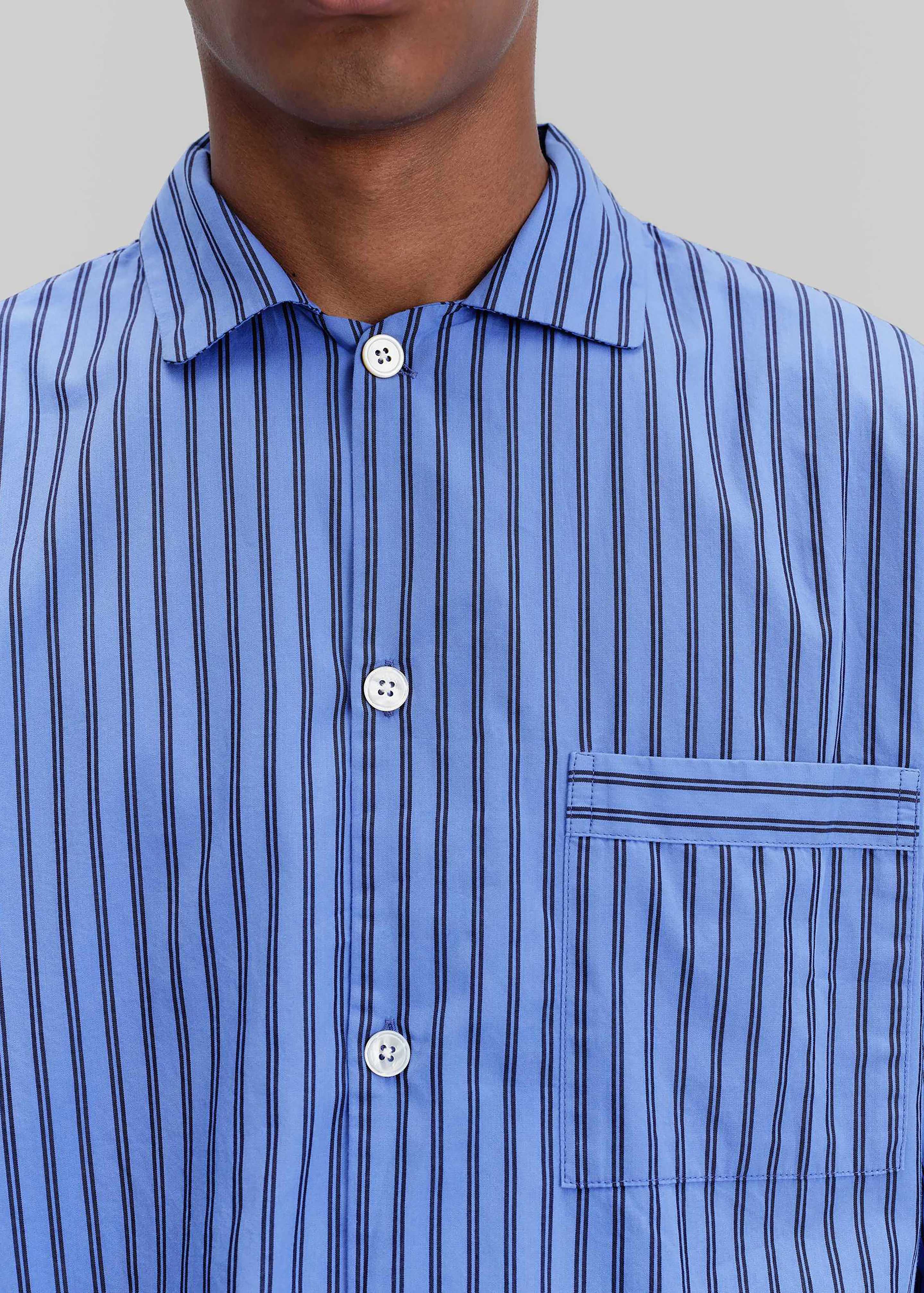 Tekla Poplin Pyjama Shirt - Boro Stripes - Image 8