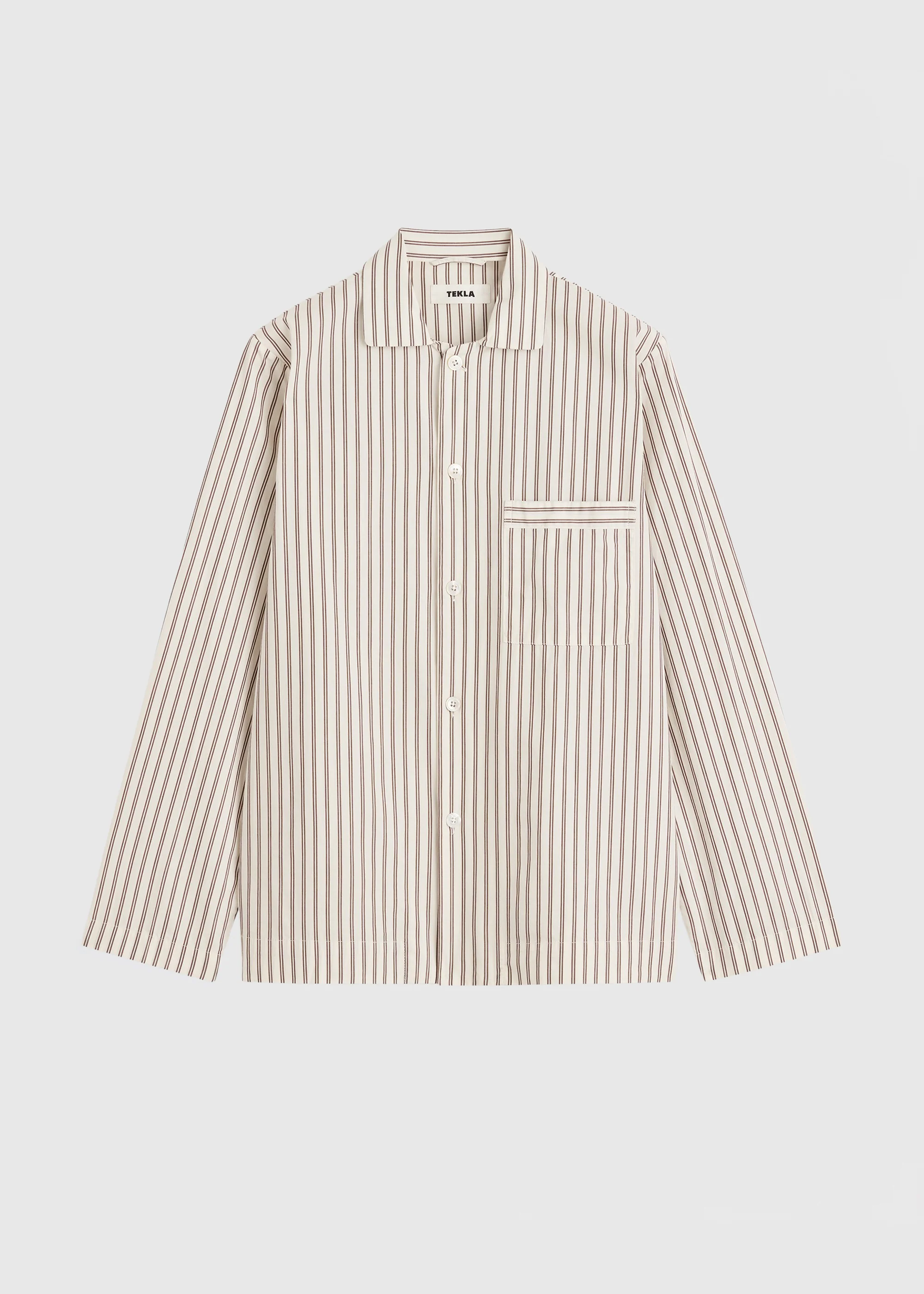 Tekla Poplin Pyjama Shirt - Hopper Stripes - Image 13