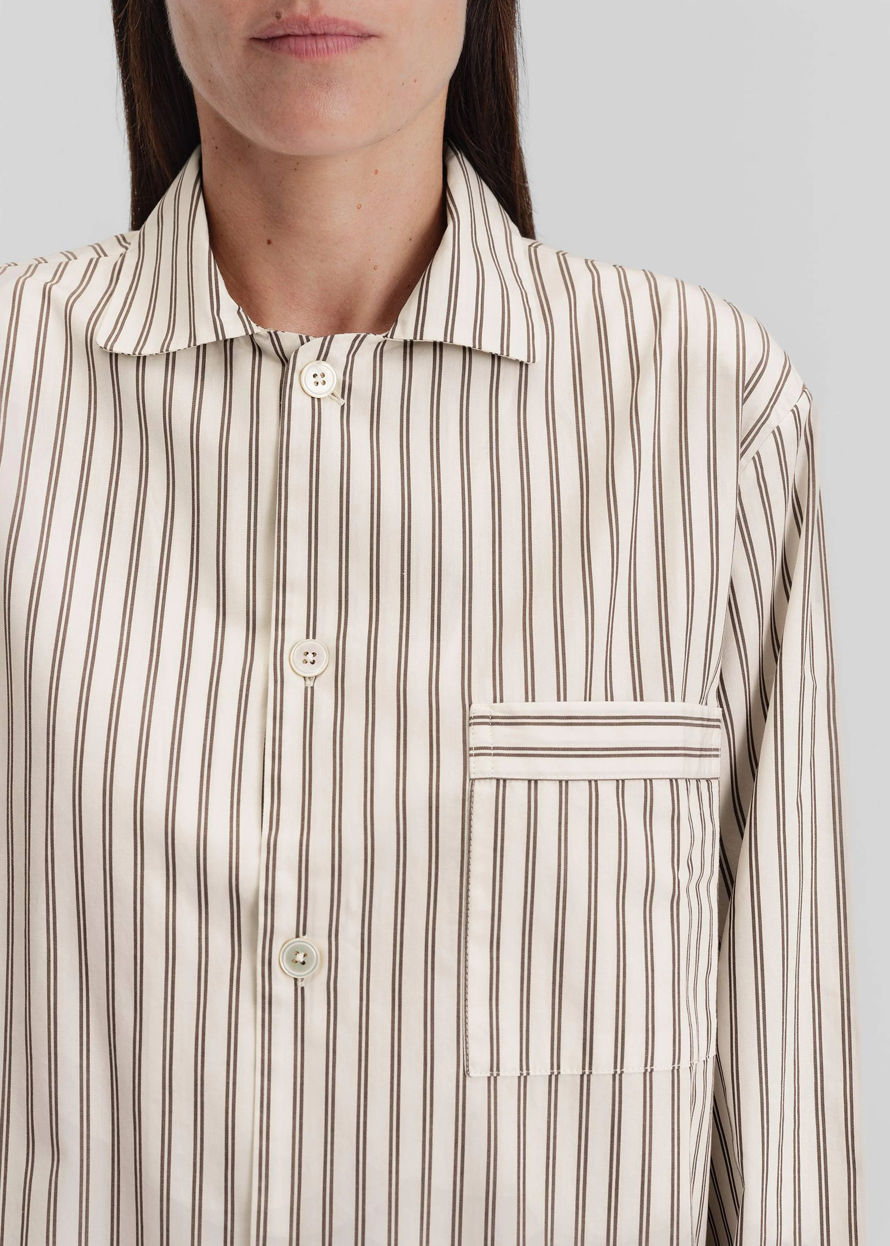 Tekla Poplin Pyjama Shirt - Hopper Stripes - Image 2
