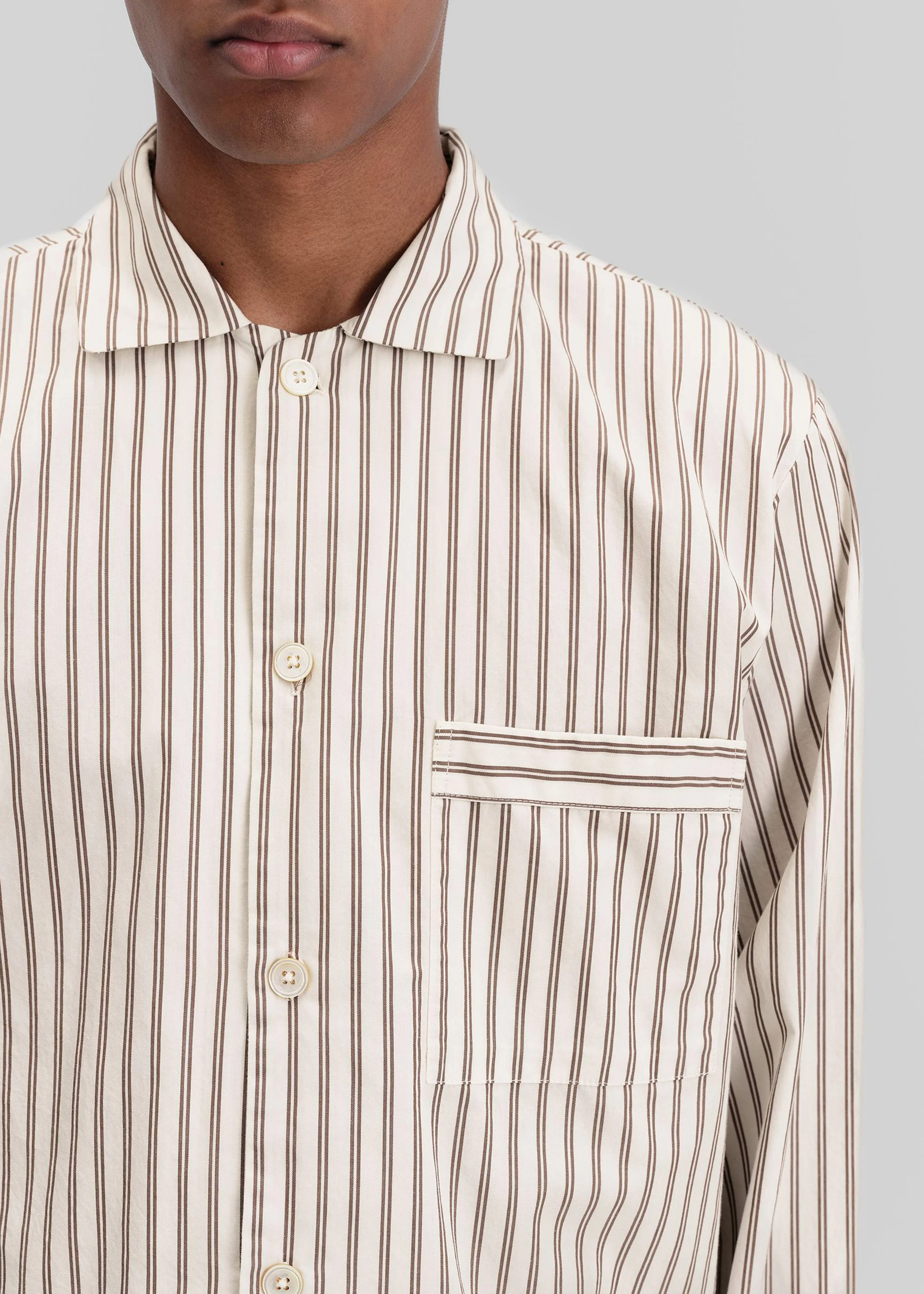Tekla Poplin Pyjama Shirt - Hopper Stripes - Image 4