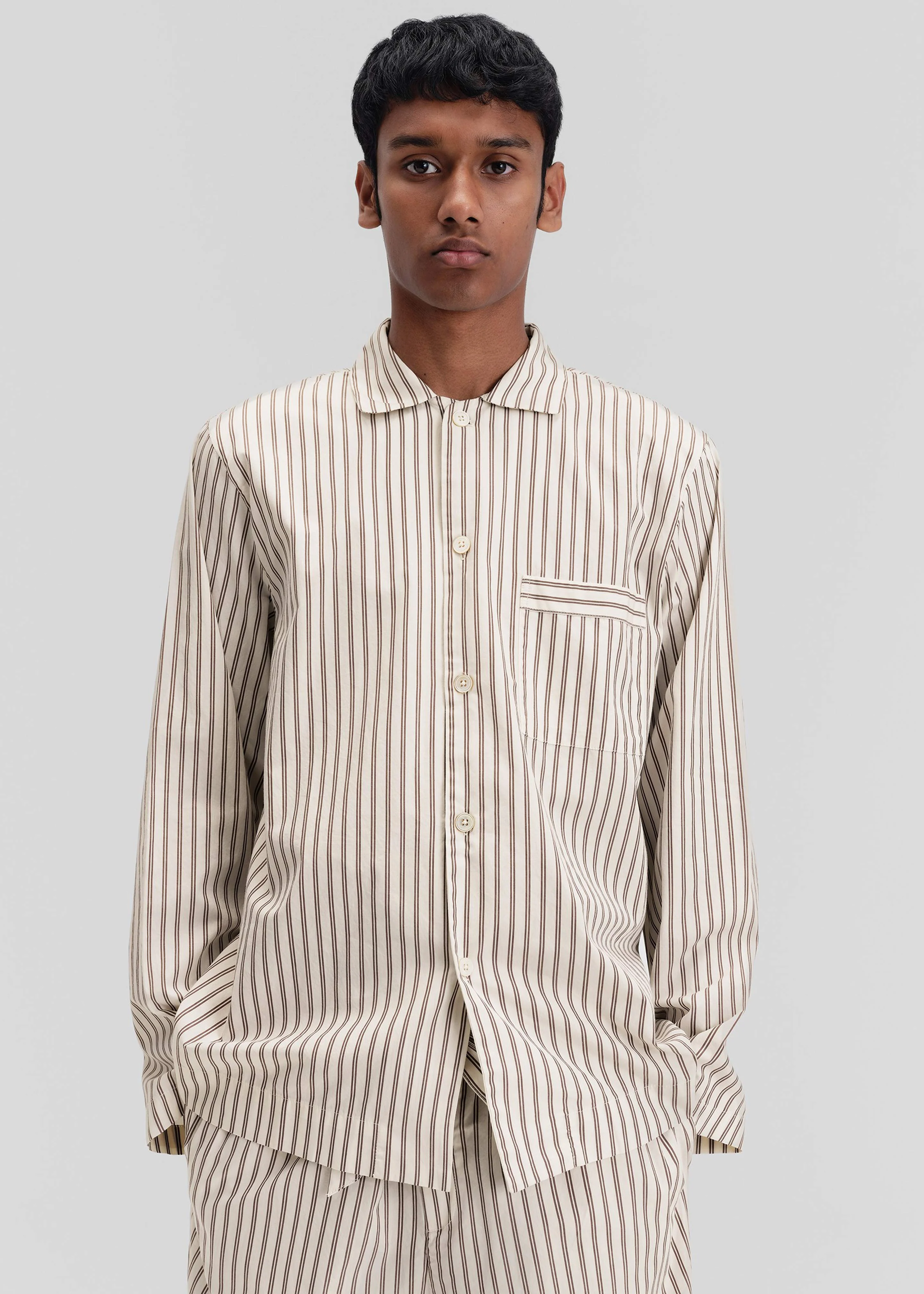 Tekla Poplin Pyjama Shirt - Hopper Stripes - Image 5