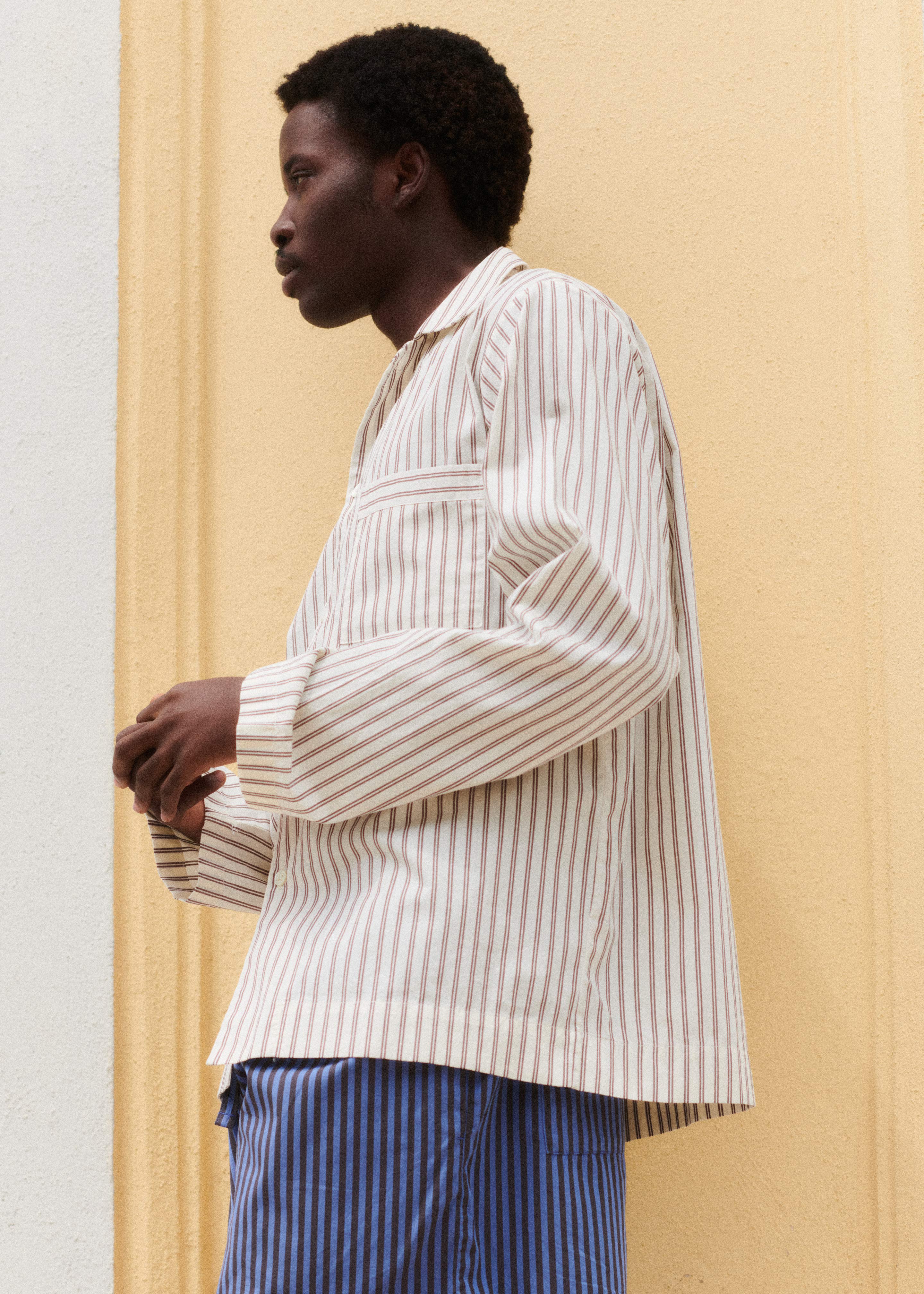 Tekla Poplin Pyjama Shirt - Hopper Stripes - Image 6