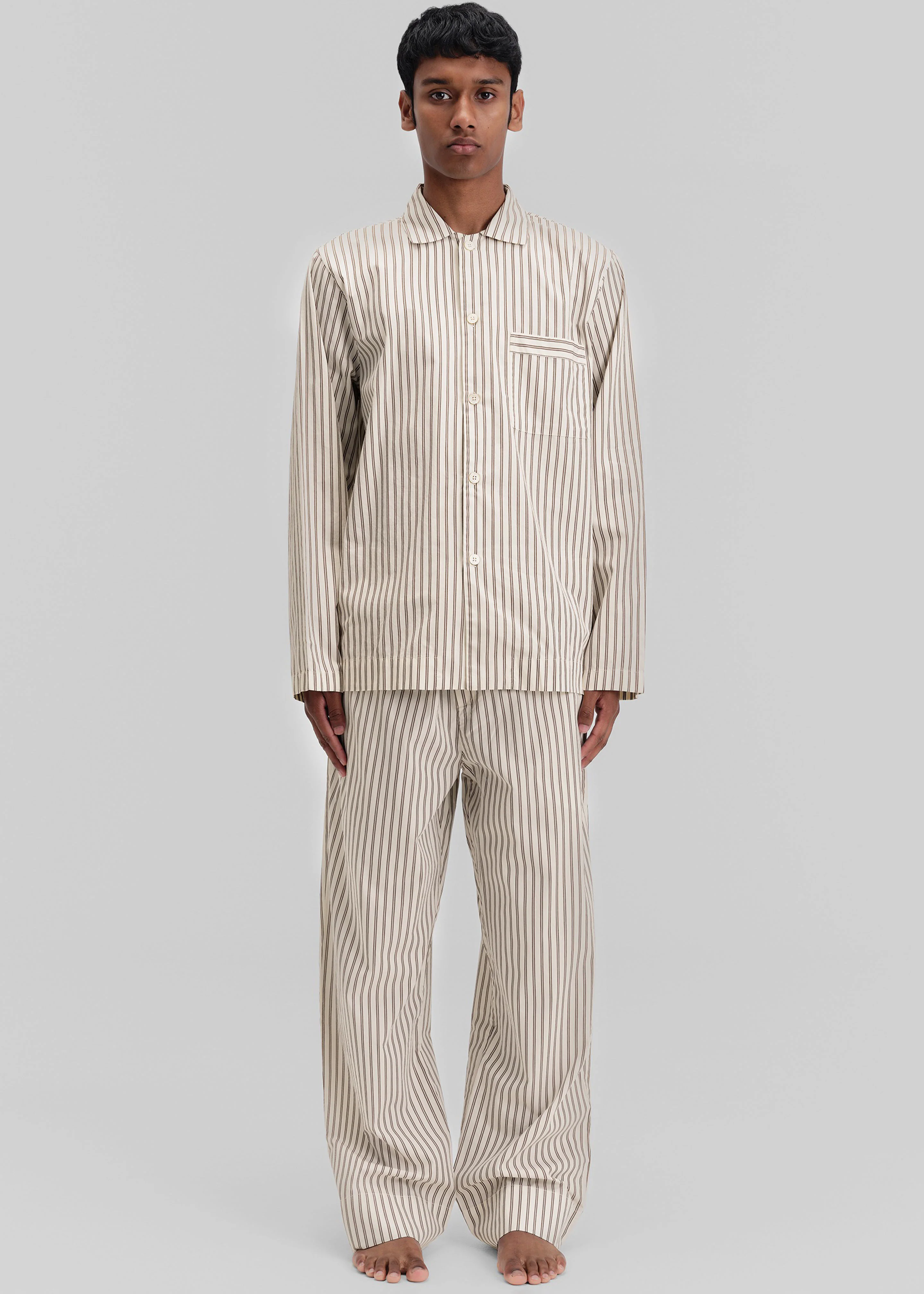 Tekla Poplin Pyjama Shirt - Hopper Stripes - Image 7
