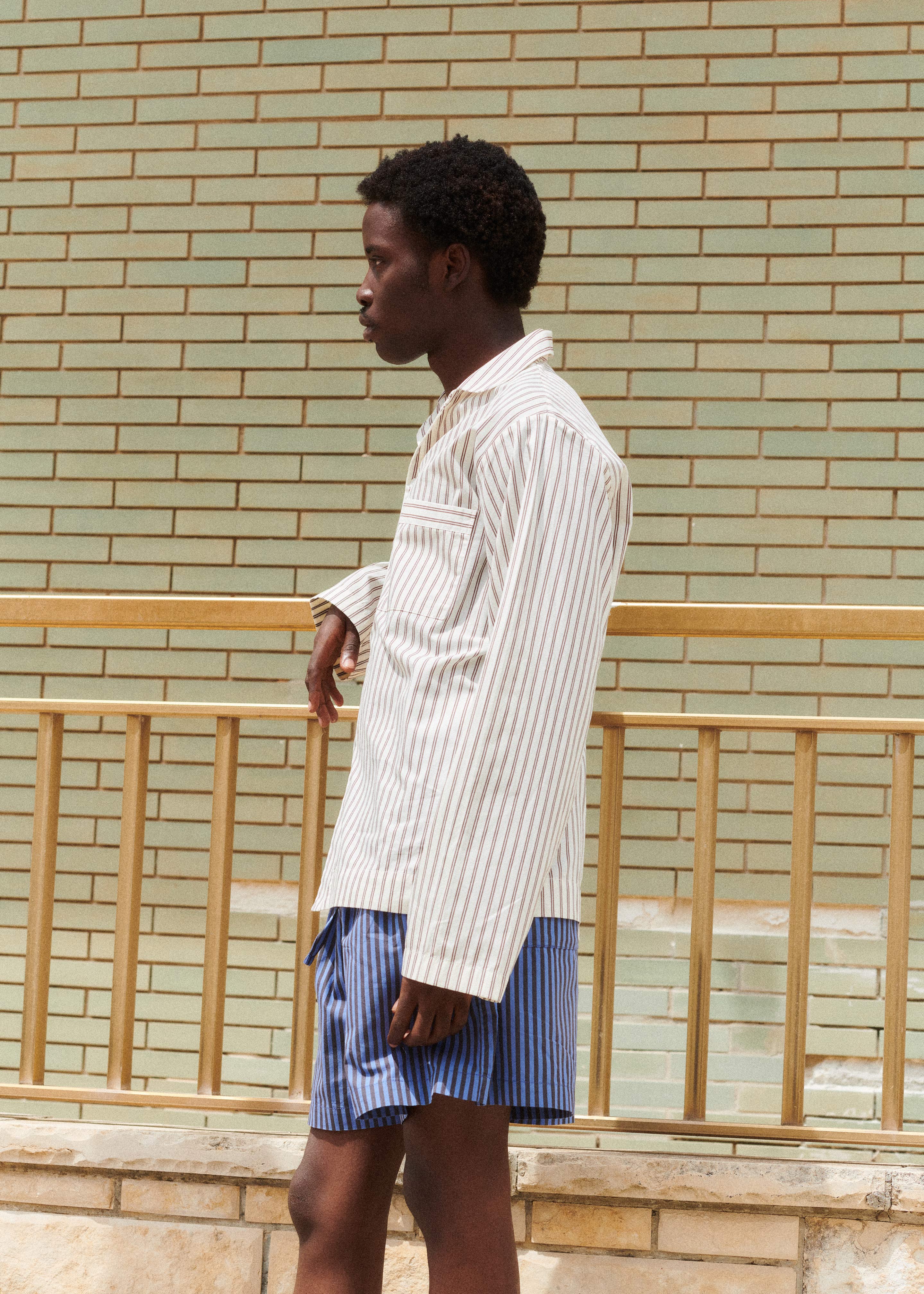 Tekla Poplin Pyjama Shirt - Hopper Stripes - Image 8