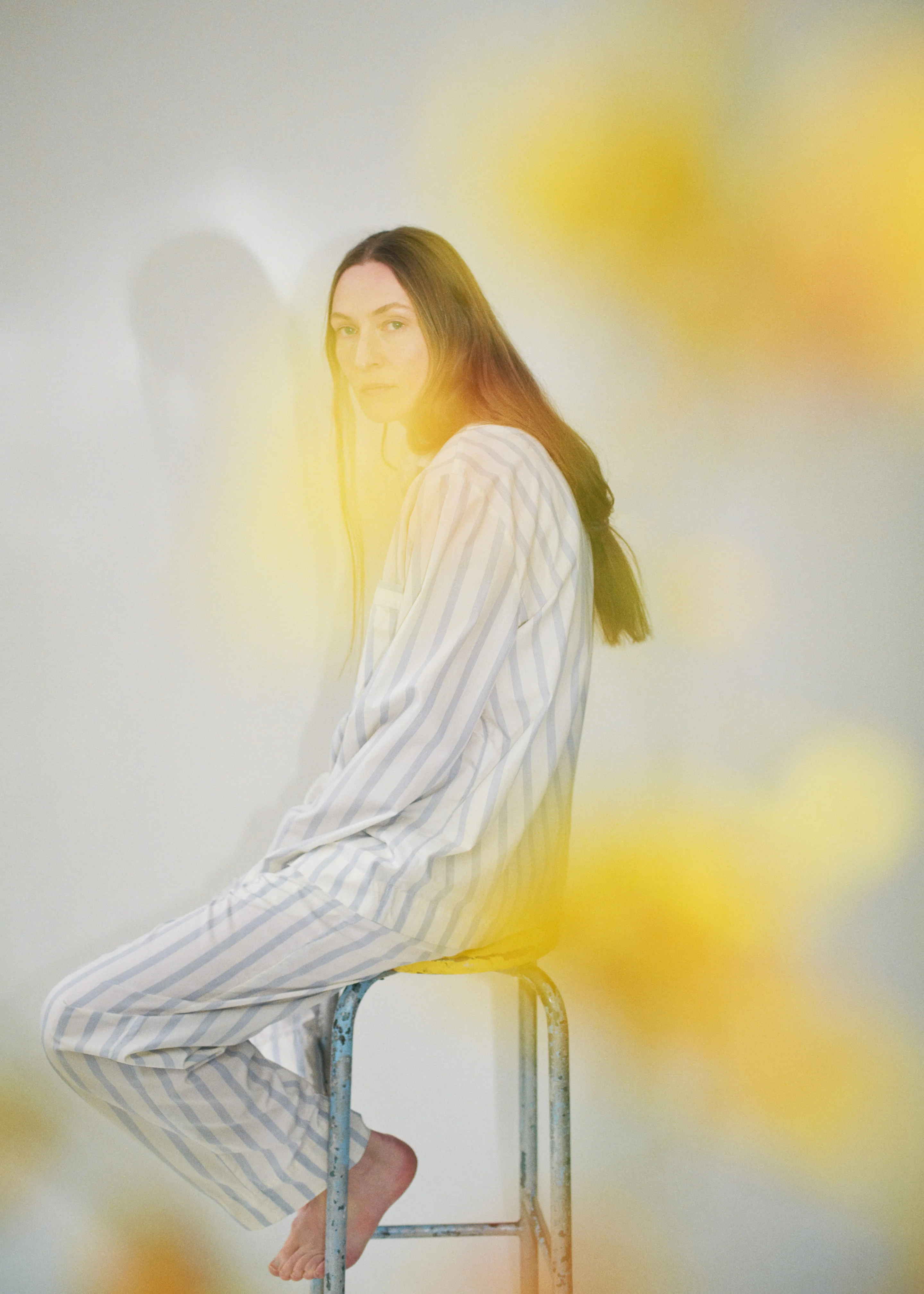 Tekla Poplin Pyjama Shirt - Needle Stripes - Image 4