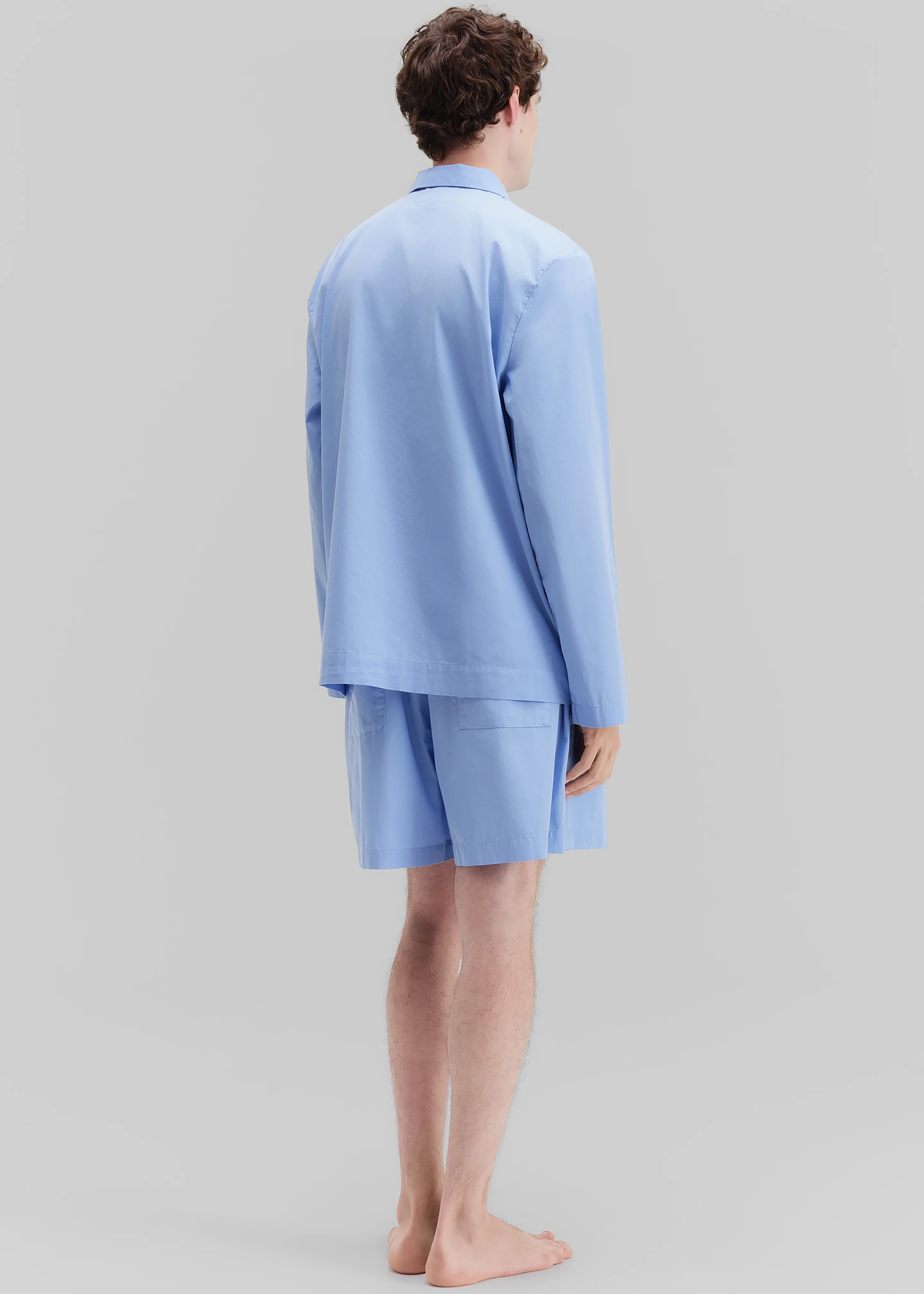 Tekla Poplin Pyjama Shorts - Cornflower Blue - Image 10