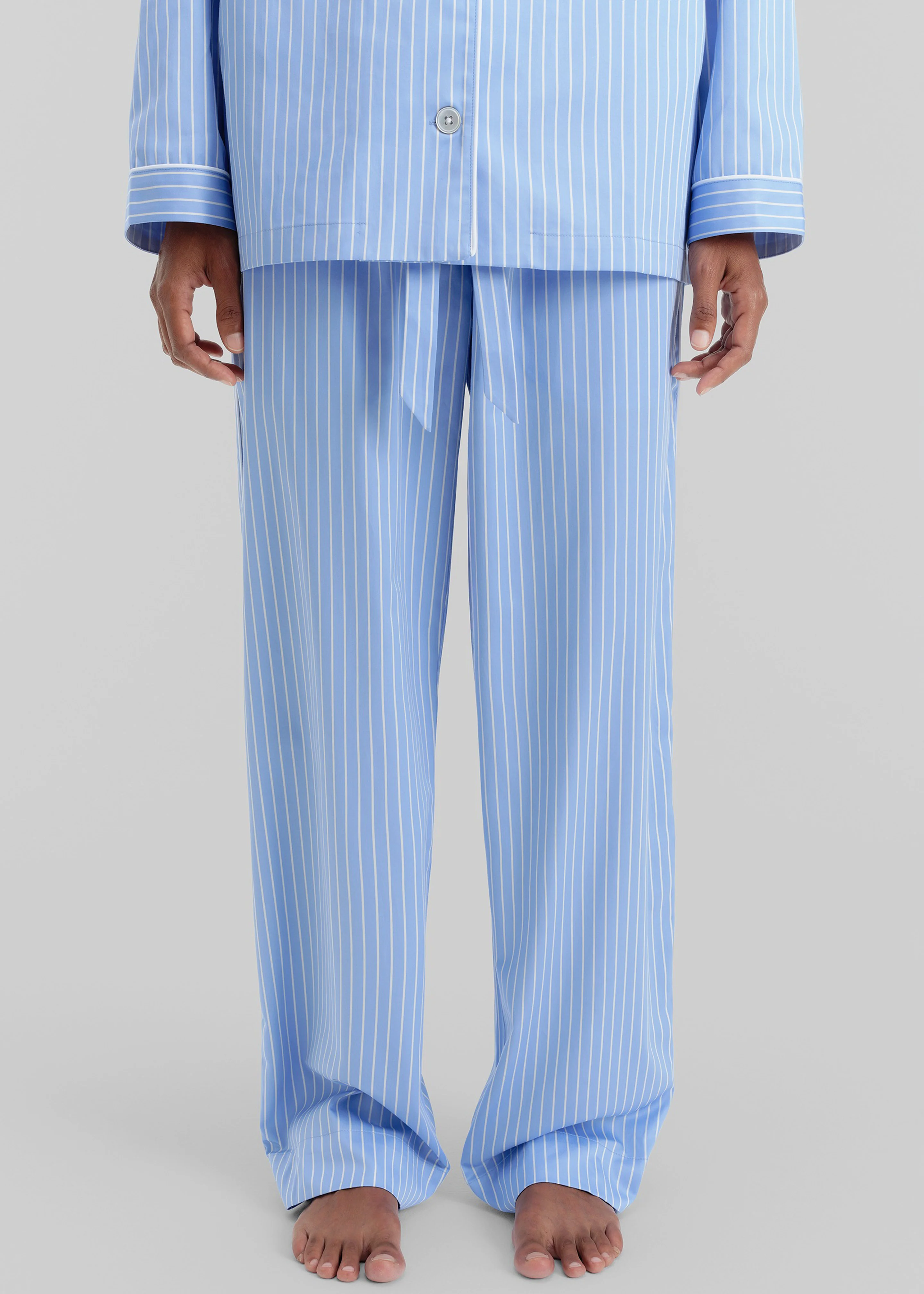Tekla Sateen Pyjama Pants - Polo Stripes - Image 3