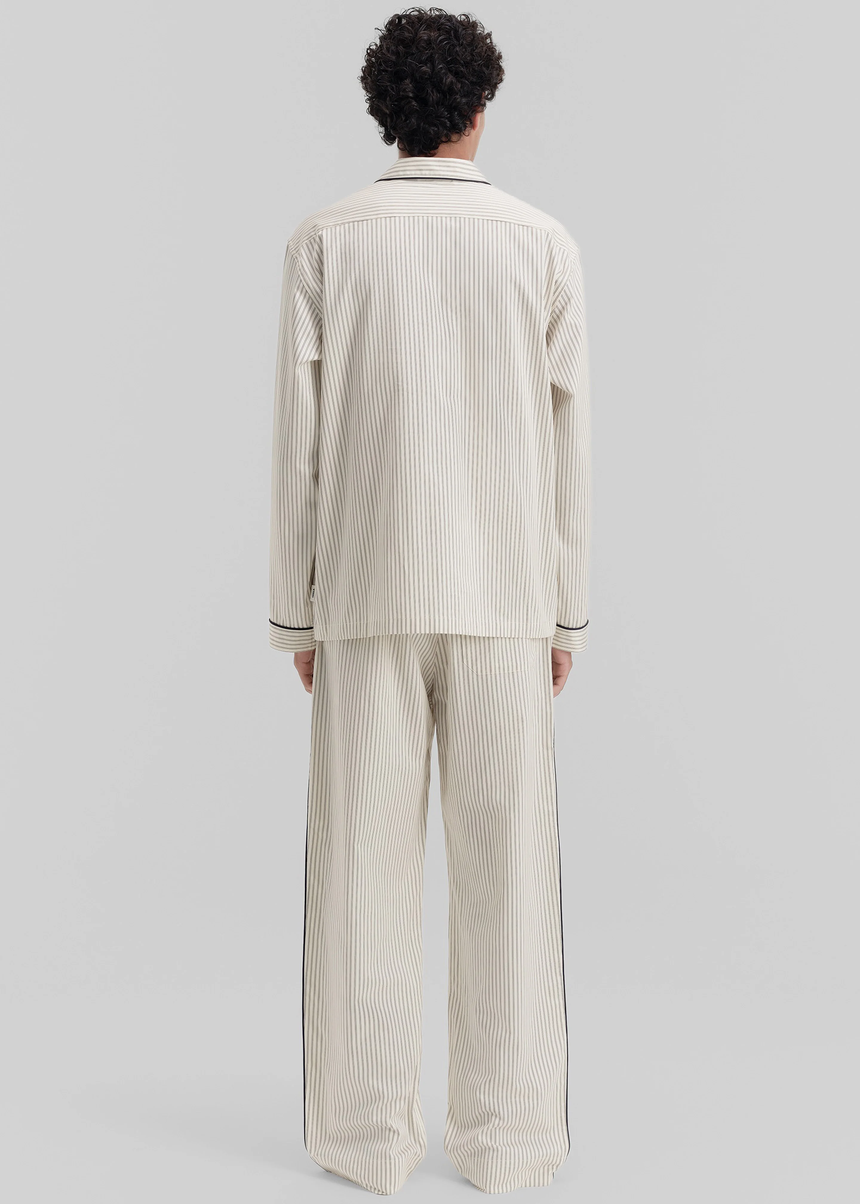 Tekla Sateen Pyjama Shirt - Brown Pinstripe - Image 8