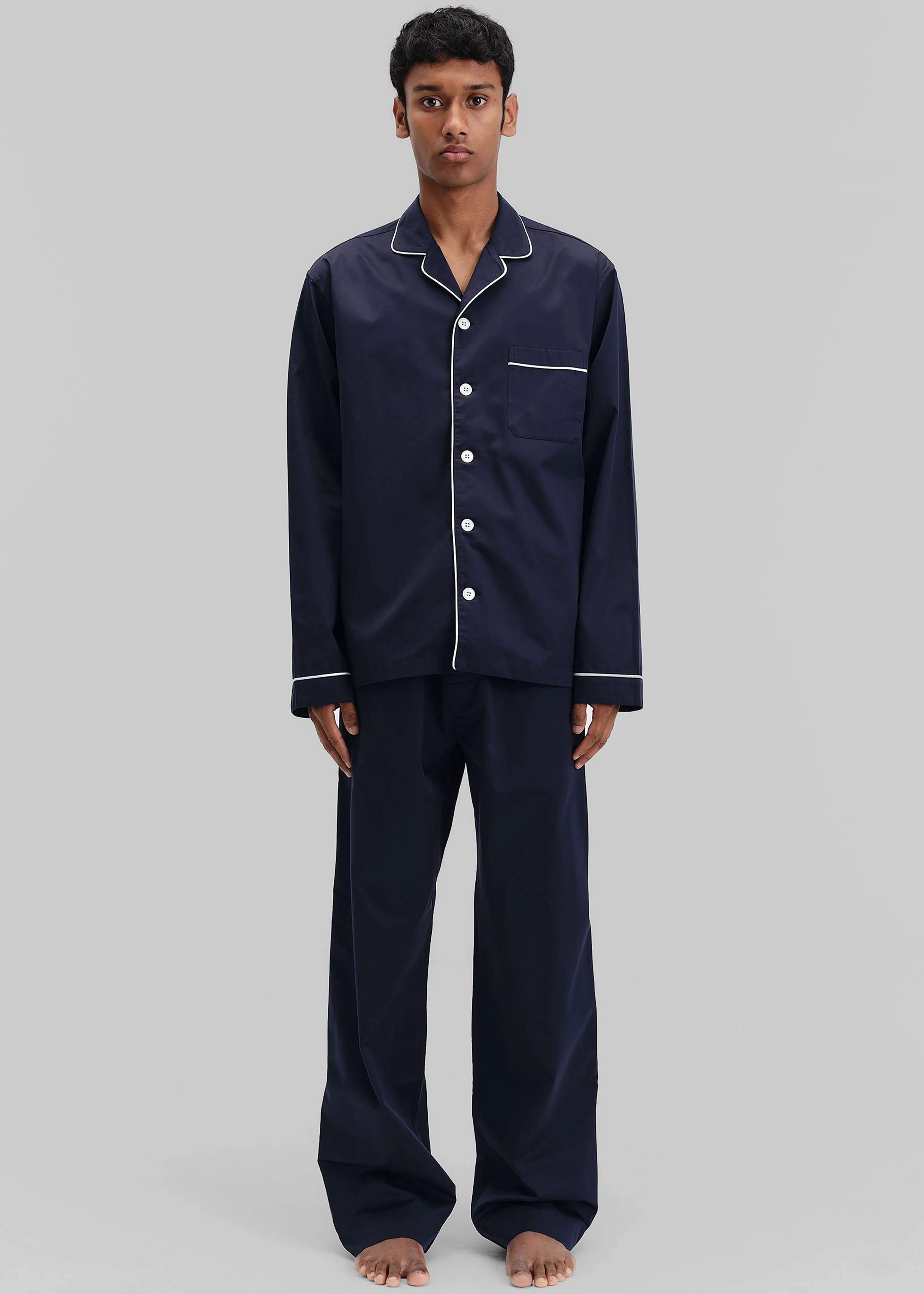 Tekla Sateen Pyjama Shirt - Chelsea - Image 7