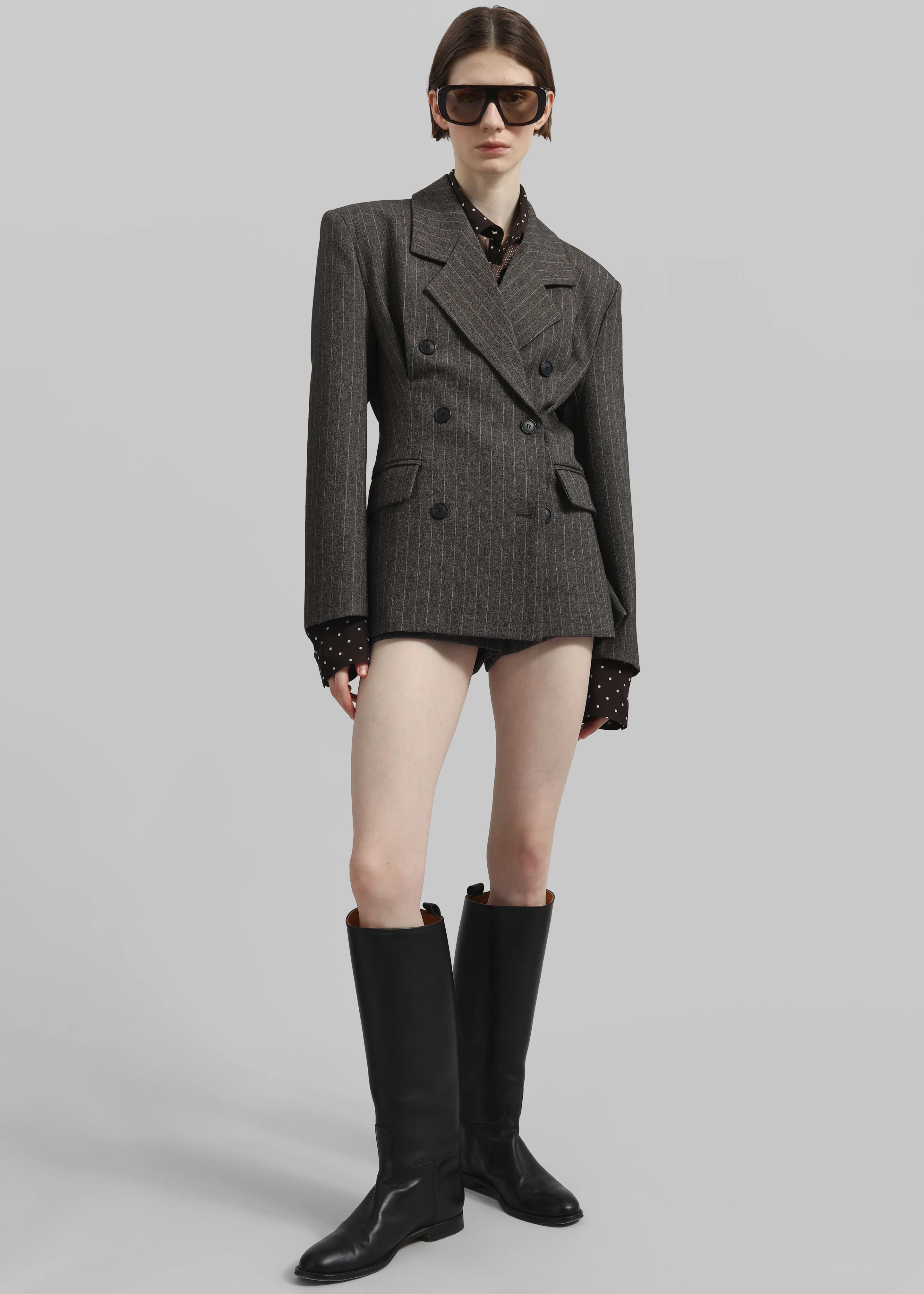 Tenby Striped Cinched Blazer - Brown Melange - Image 7