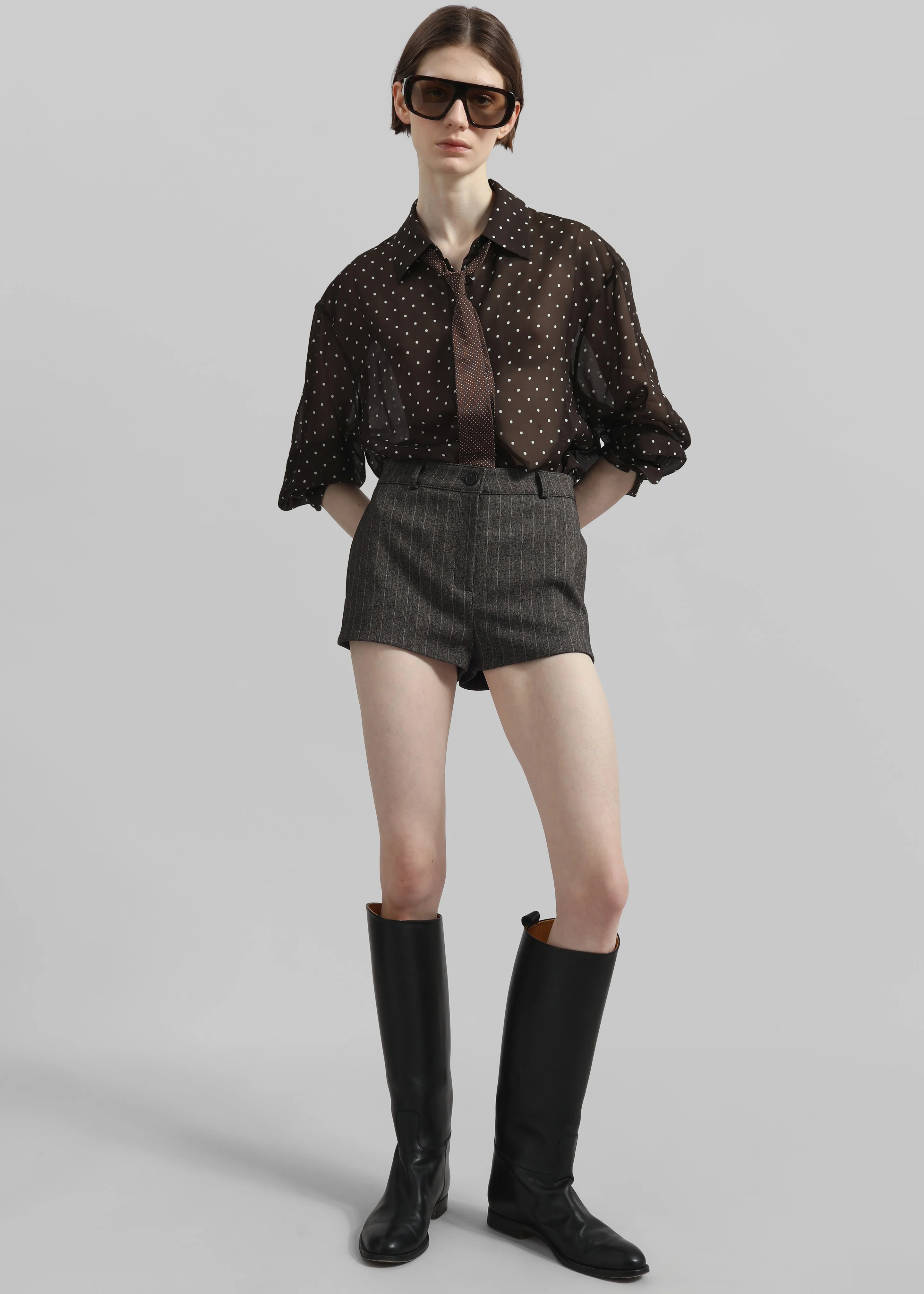 Tenby Striped Hot Pants - Brown Melange