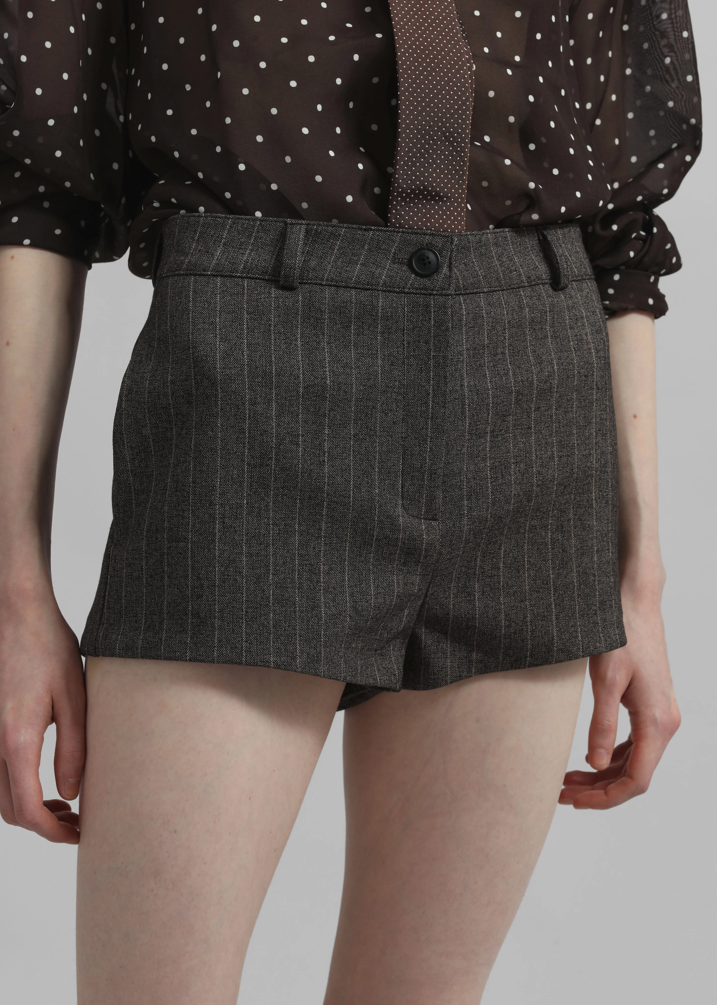 Tenby Striped Hot Pants - Brown Melange - Image 2