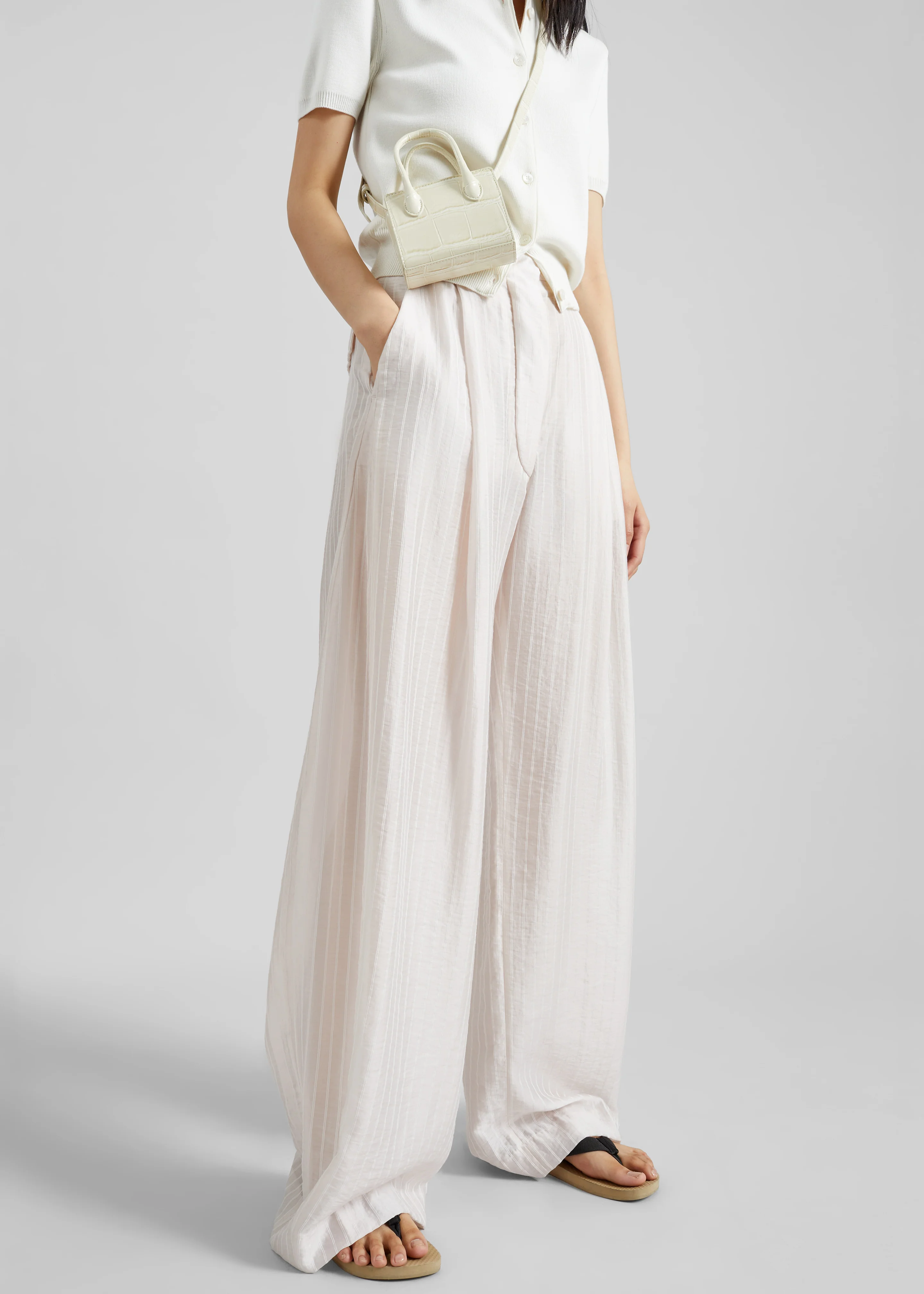 TheLatest Billie Striped Muslin Trousers - White - Image 2