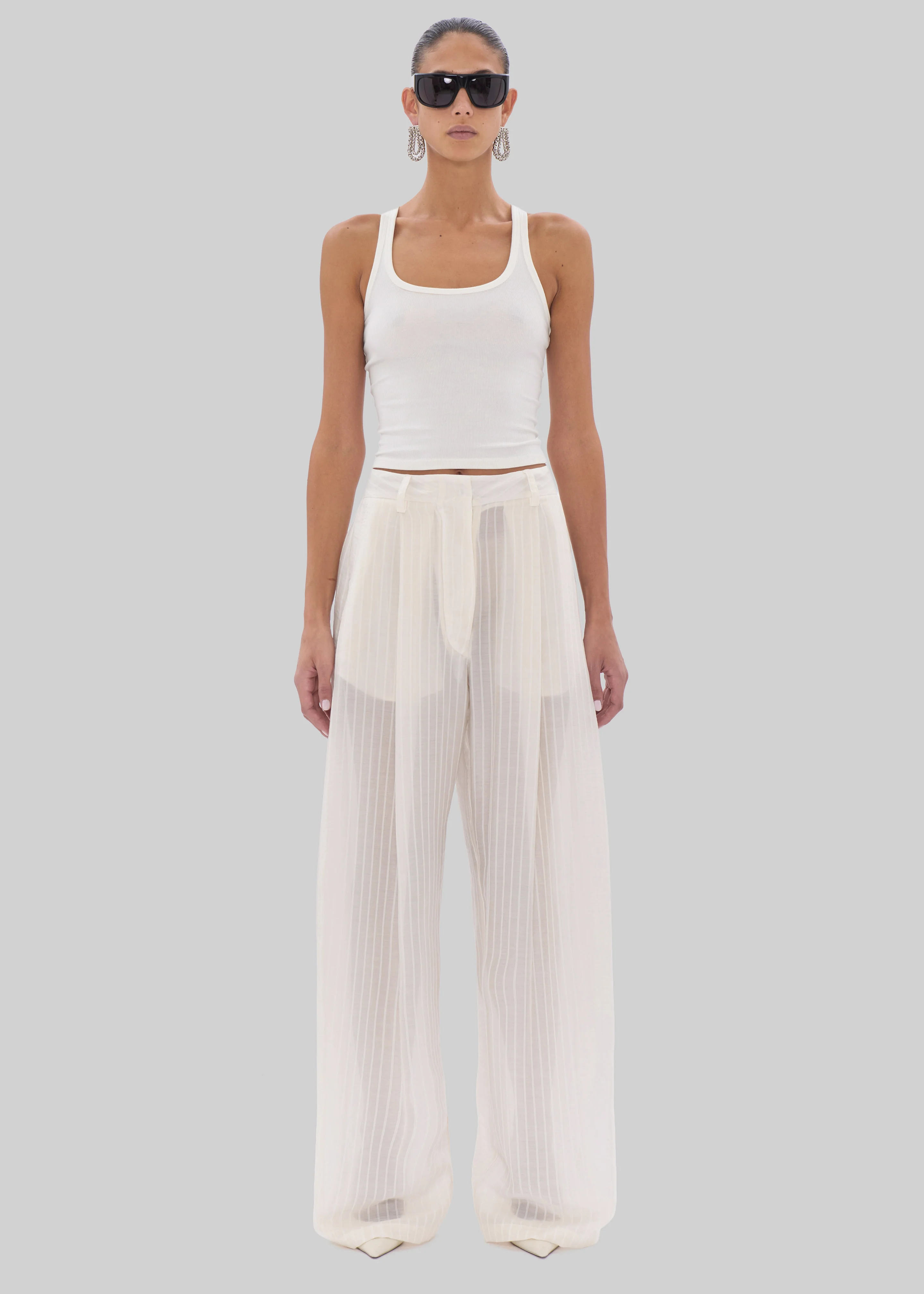 TheLatest Billie Striped Muslin Trousers - White - Image 6