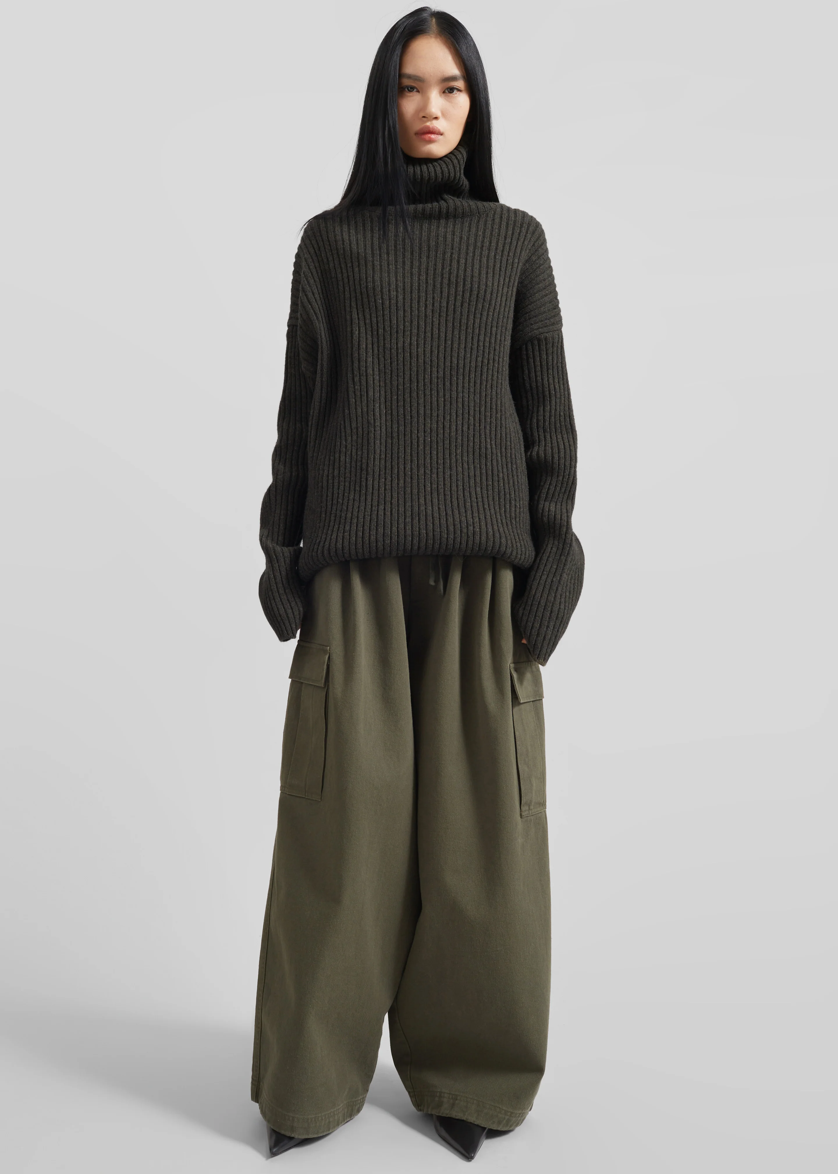Thelma Ribbed Sweater Dress - Khaki - Image 8
