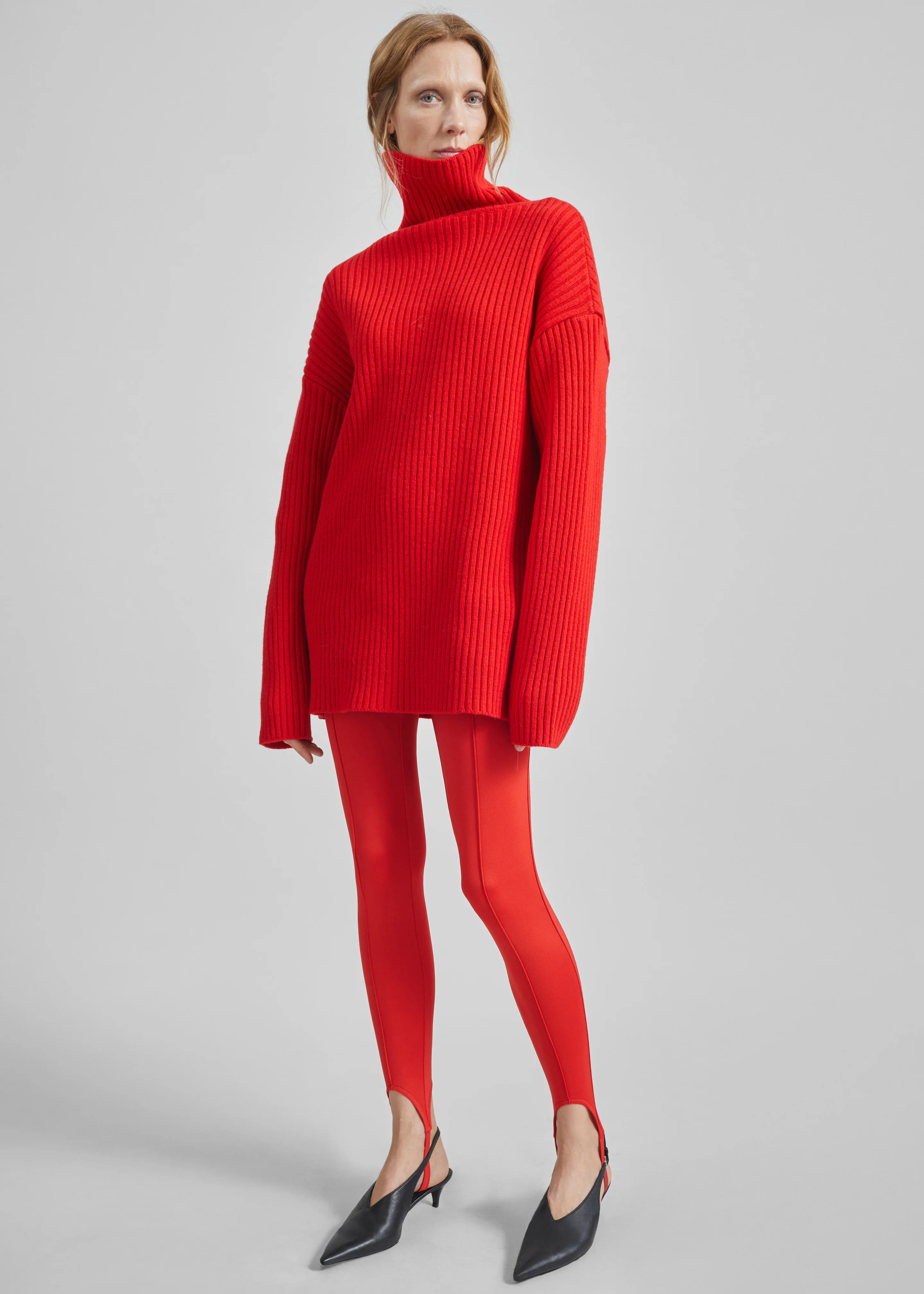 Thelma Ribbed Sweater Dress - Red - Image 2