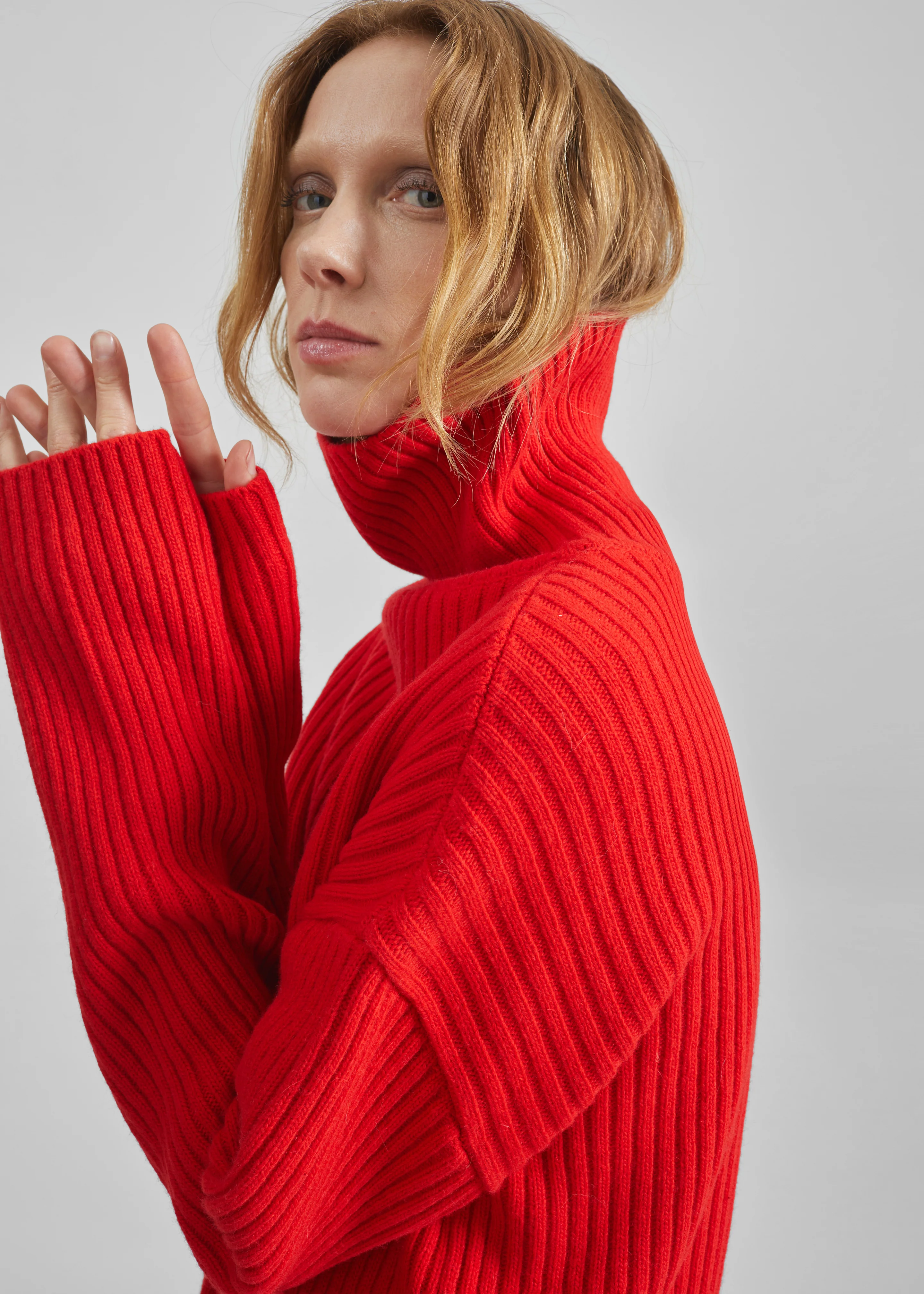 Thelma Ribbed Sweater Dress - Red - Image 4