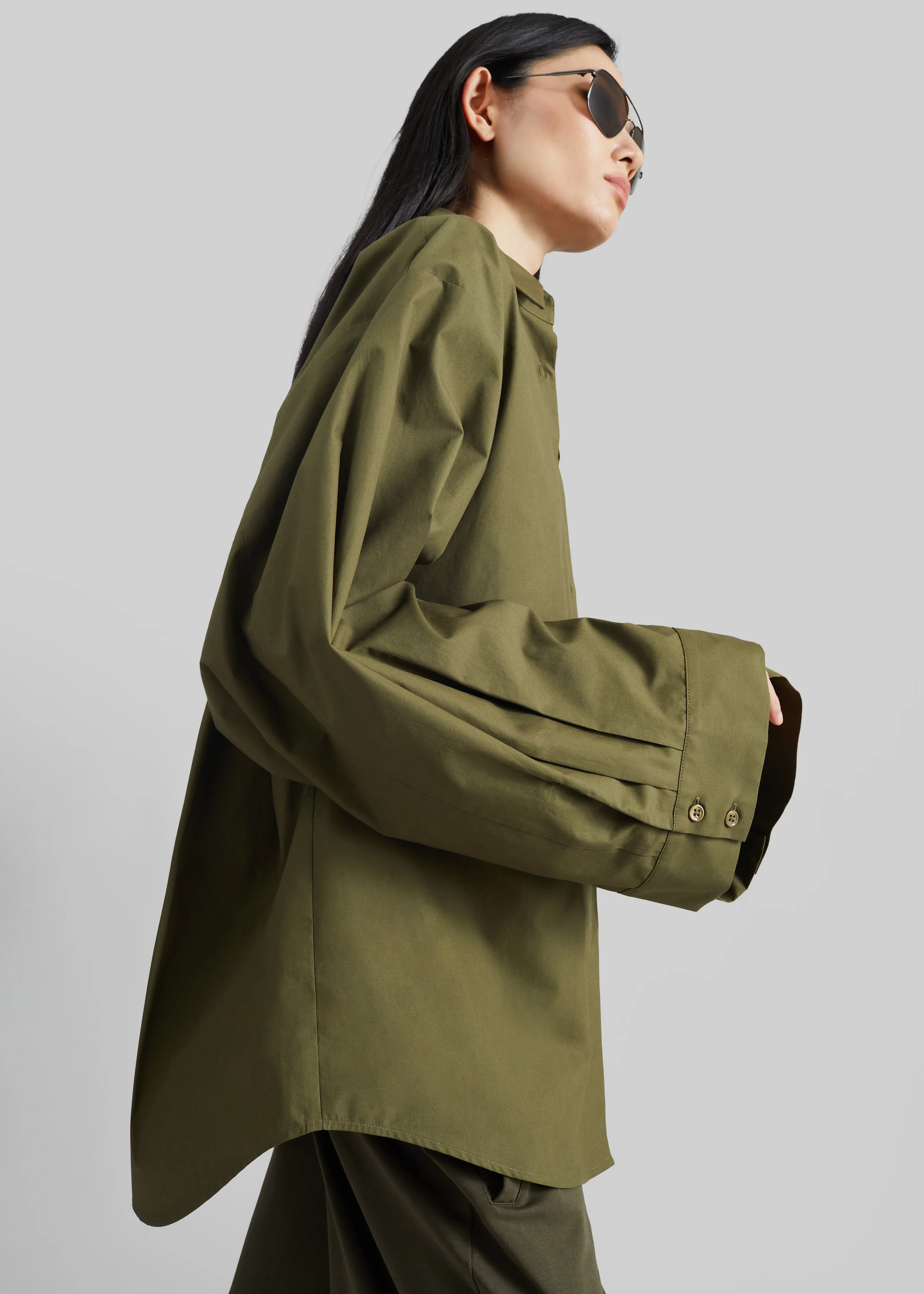 Tila Wide Sleeve Shirt - Olive - Image 3