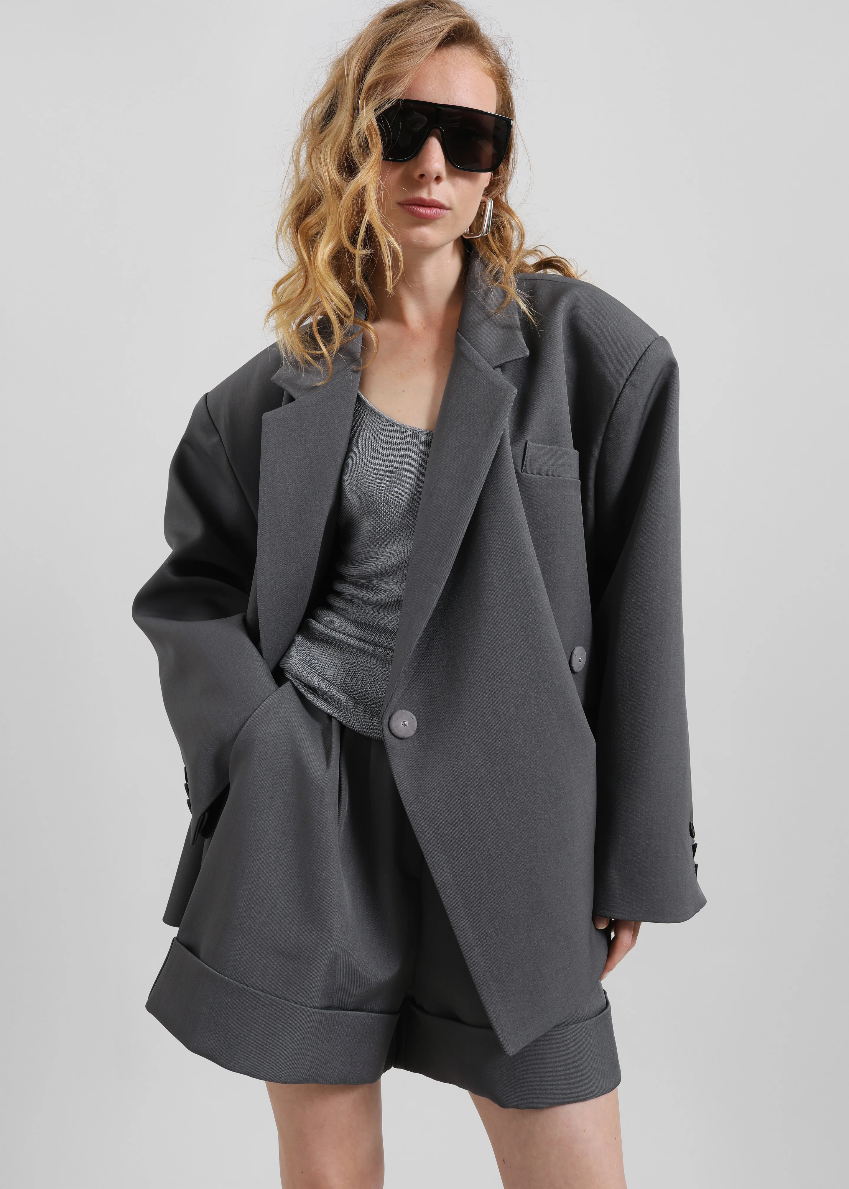 Tolmer Boxy Wrap Blazer - Storm Grey - Image 5