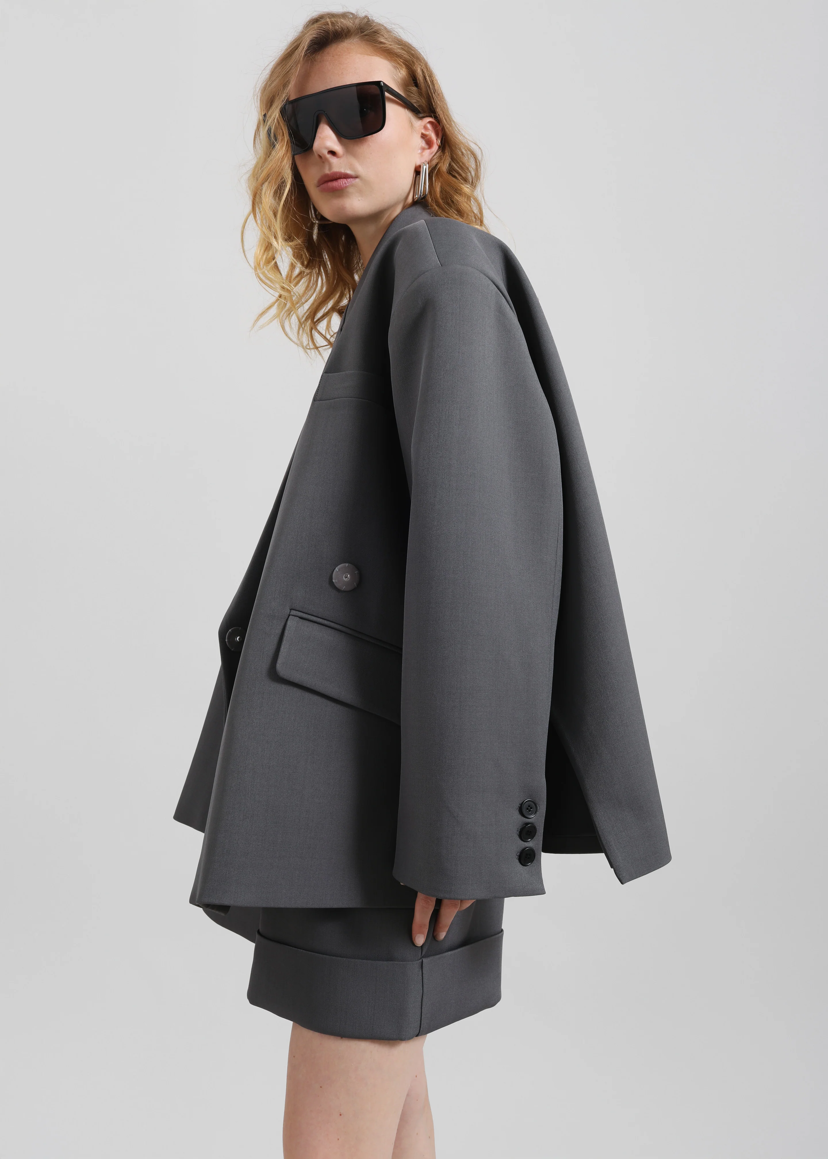 Tolmer Boxy Wrap Blazer - Storm Grey - Image 8