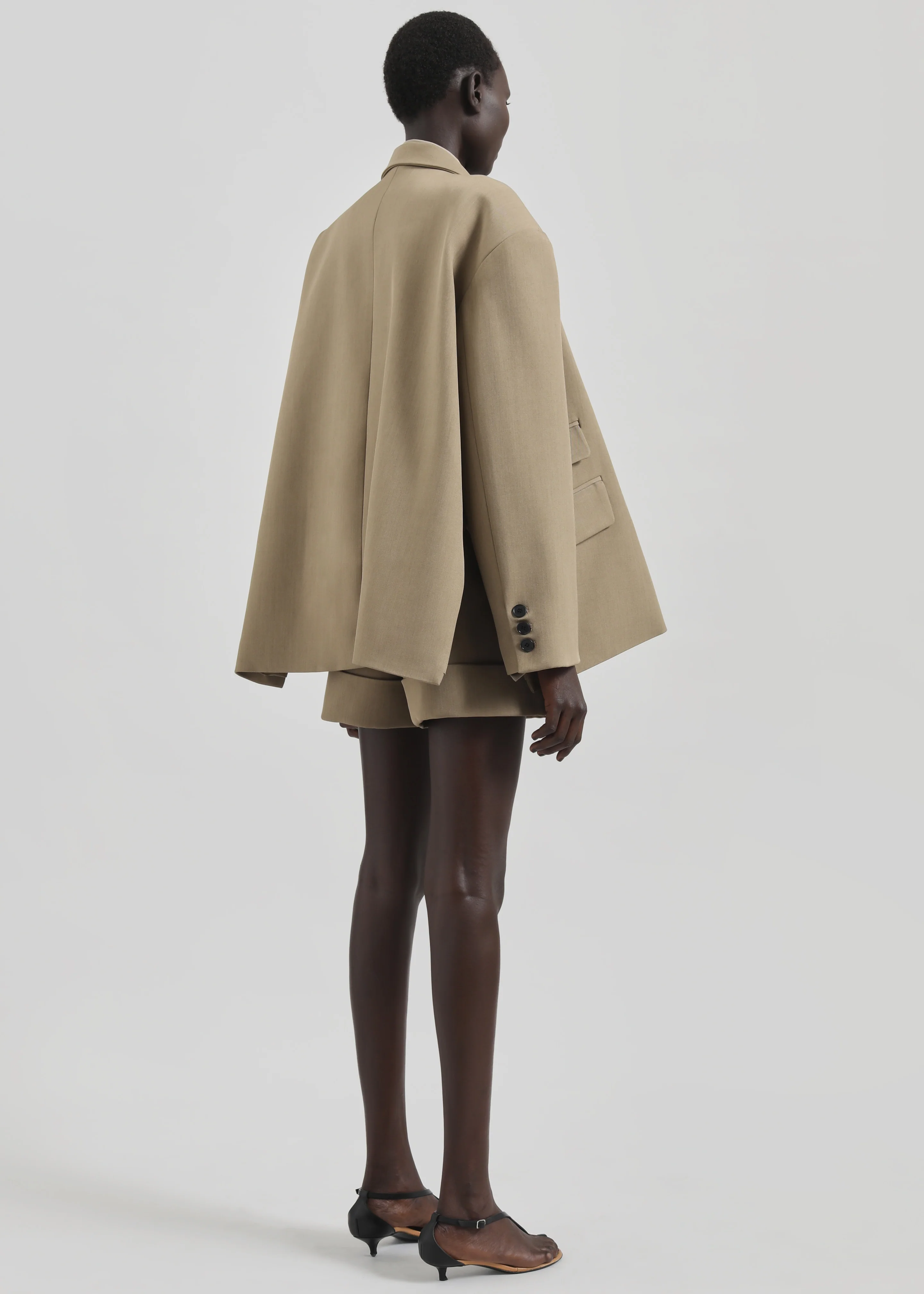 Tolmer Boxy Wrap Blazer - Taupe Melange - Image 11