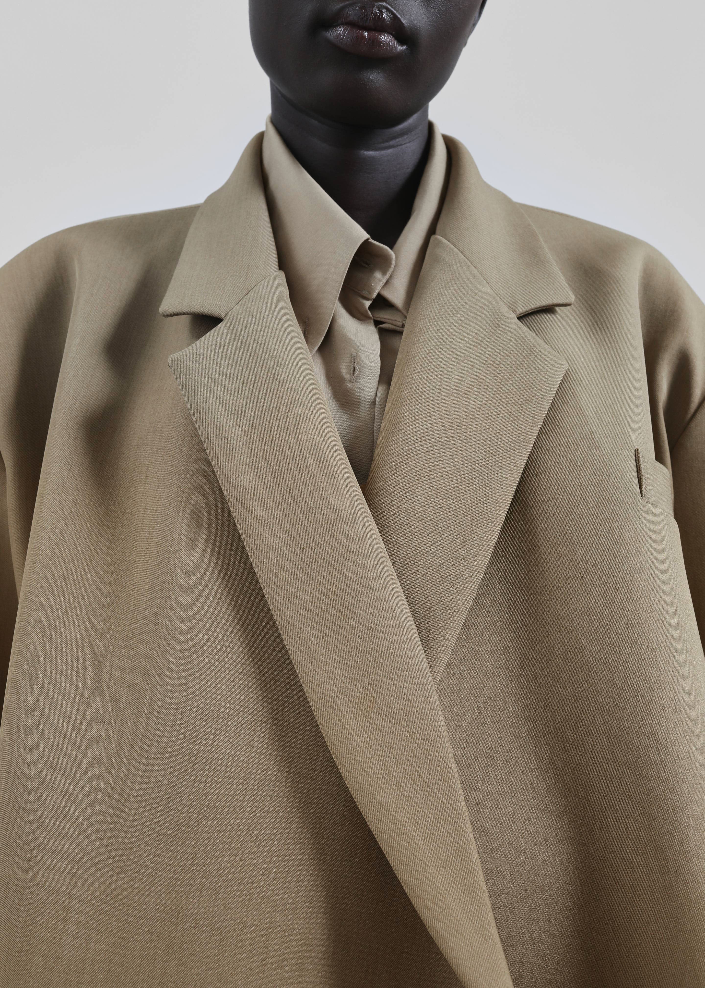 Tolmer Boxy Wrap Blazer - Taupe Melange - Image 8