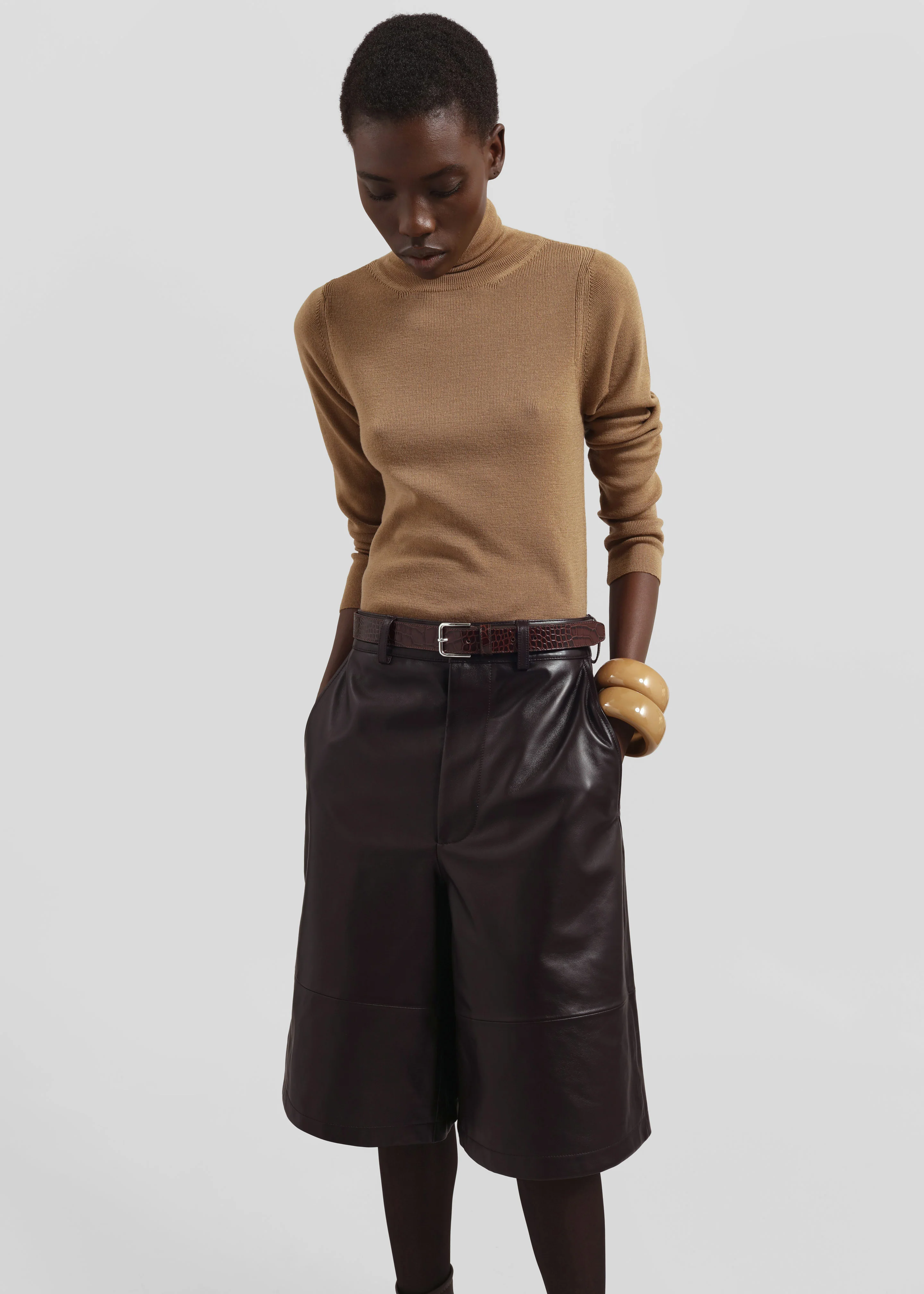 Toni Croc Patent Leather Belt - Brown/Silver - Image 4