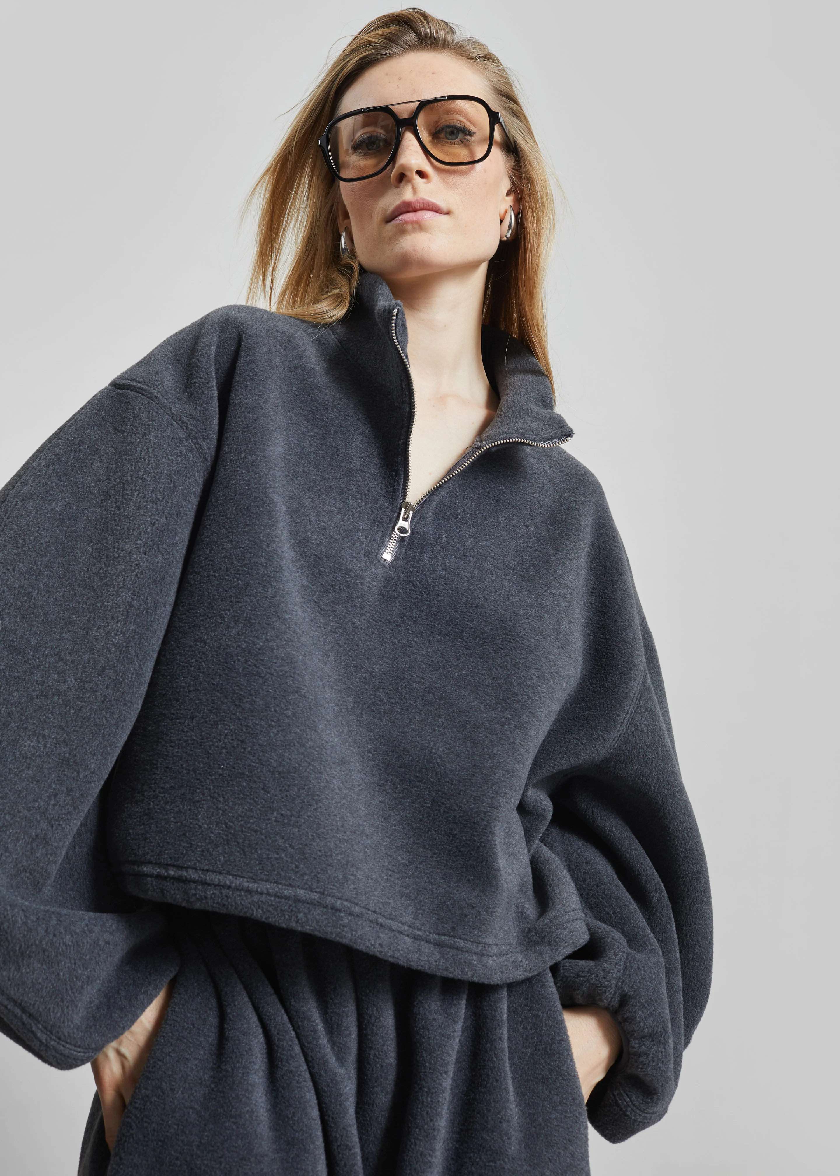 Treveray Fleece Half-Zip Sweatshirt - Dark Grey
