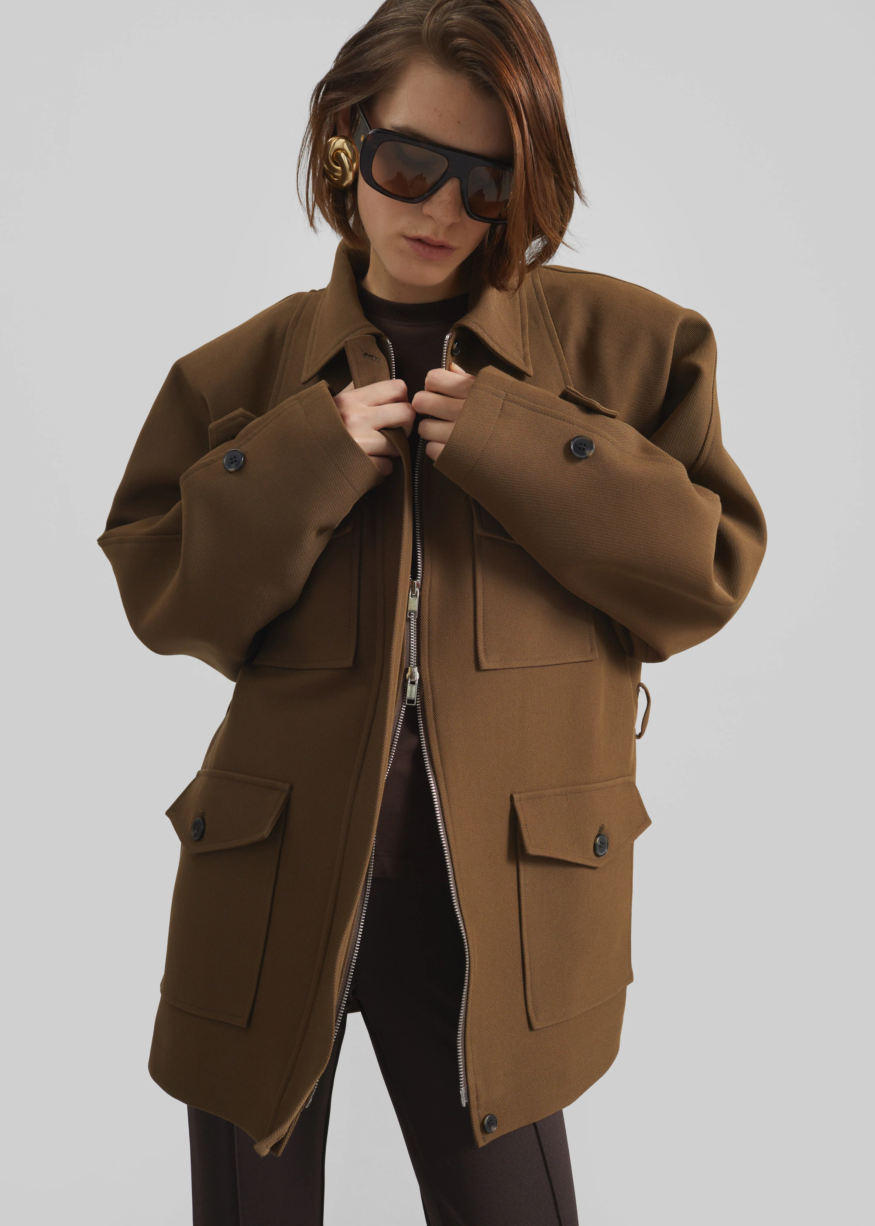 Trevose Padded Utility Jacket - Brown - Image 5