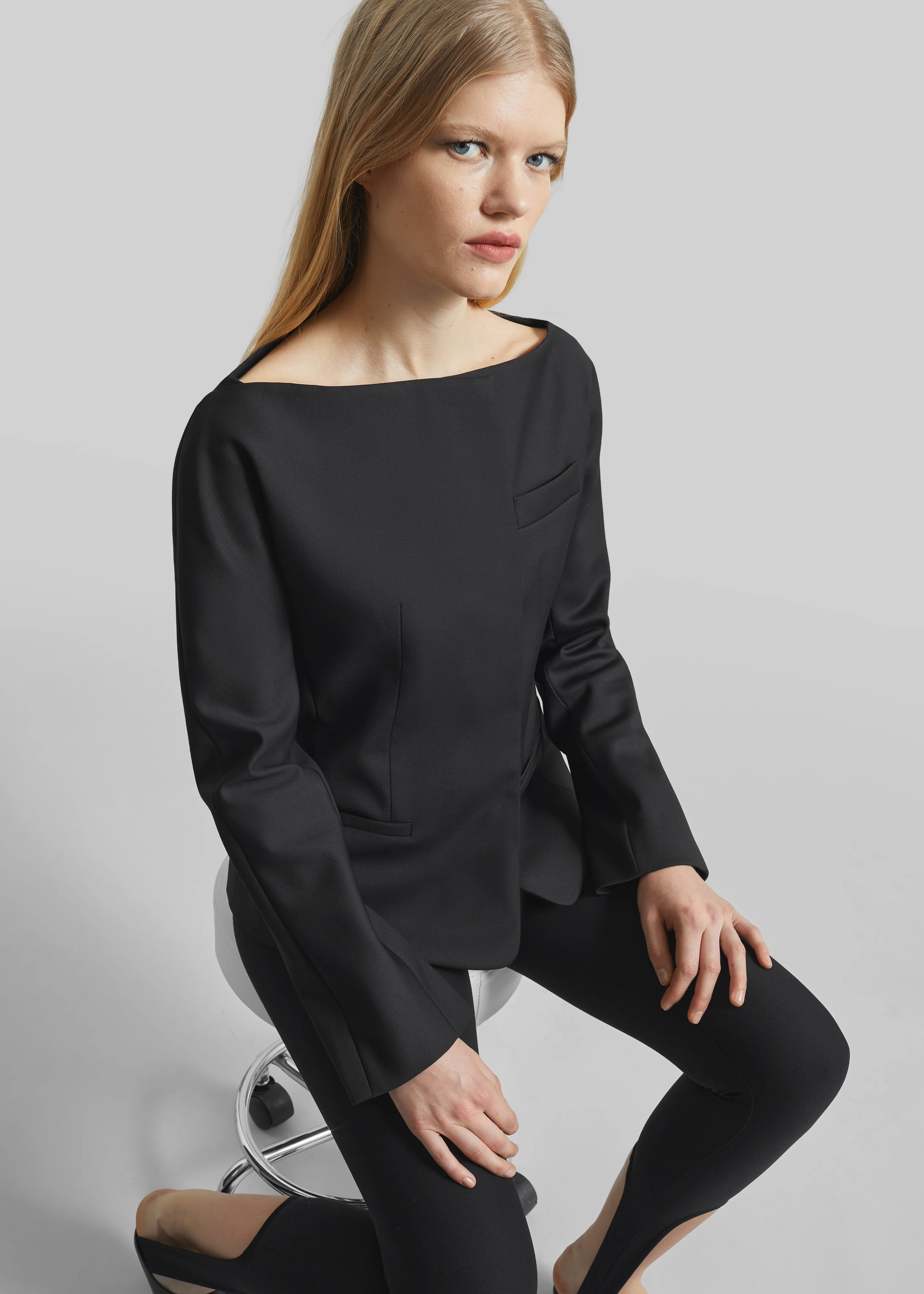 Troense Boatneck Tailored Blazer - Black - Image 4
