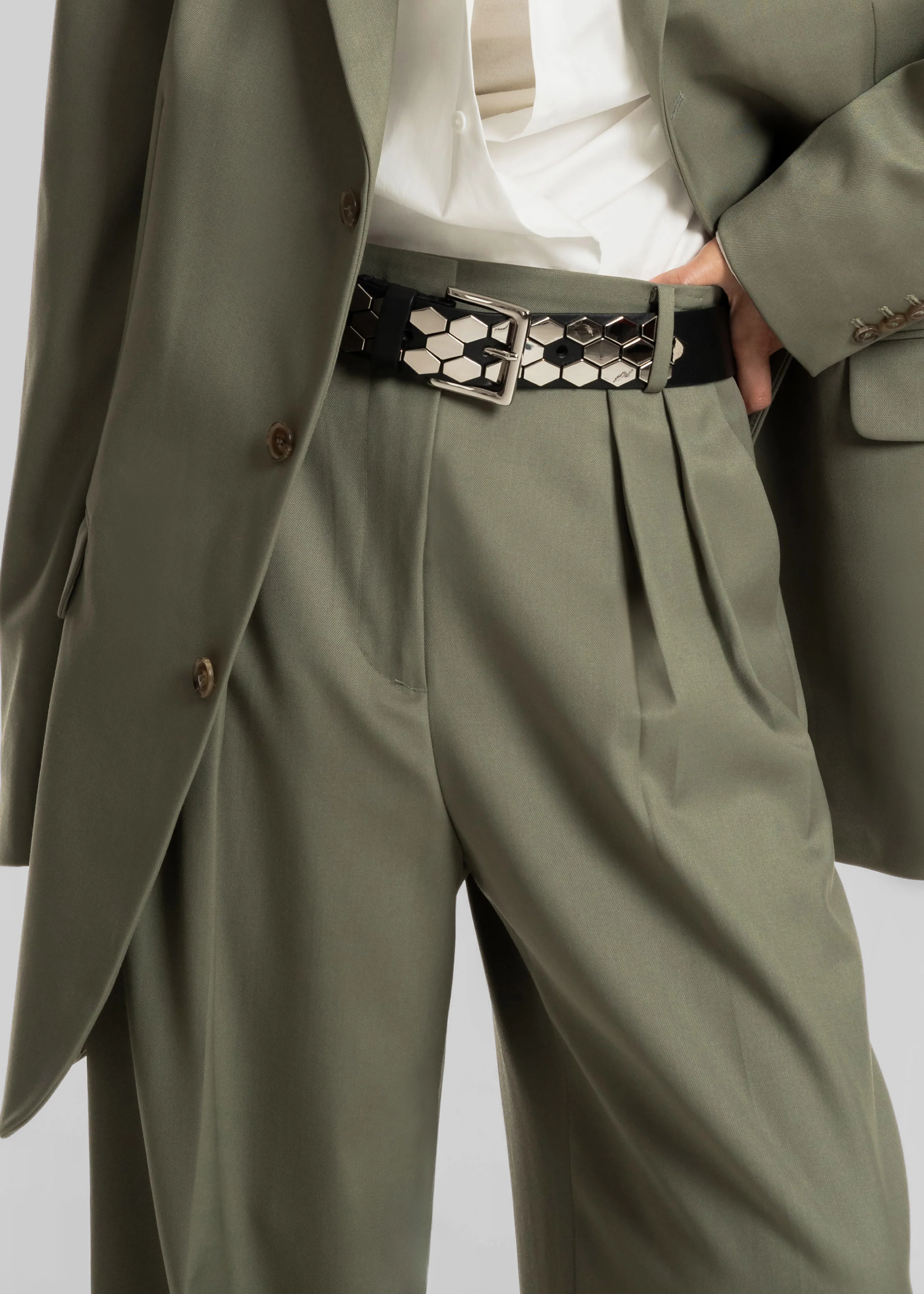 Trosa Straight Trousers - Pale Olive - Image 3