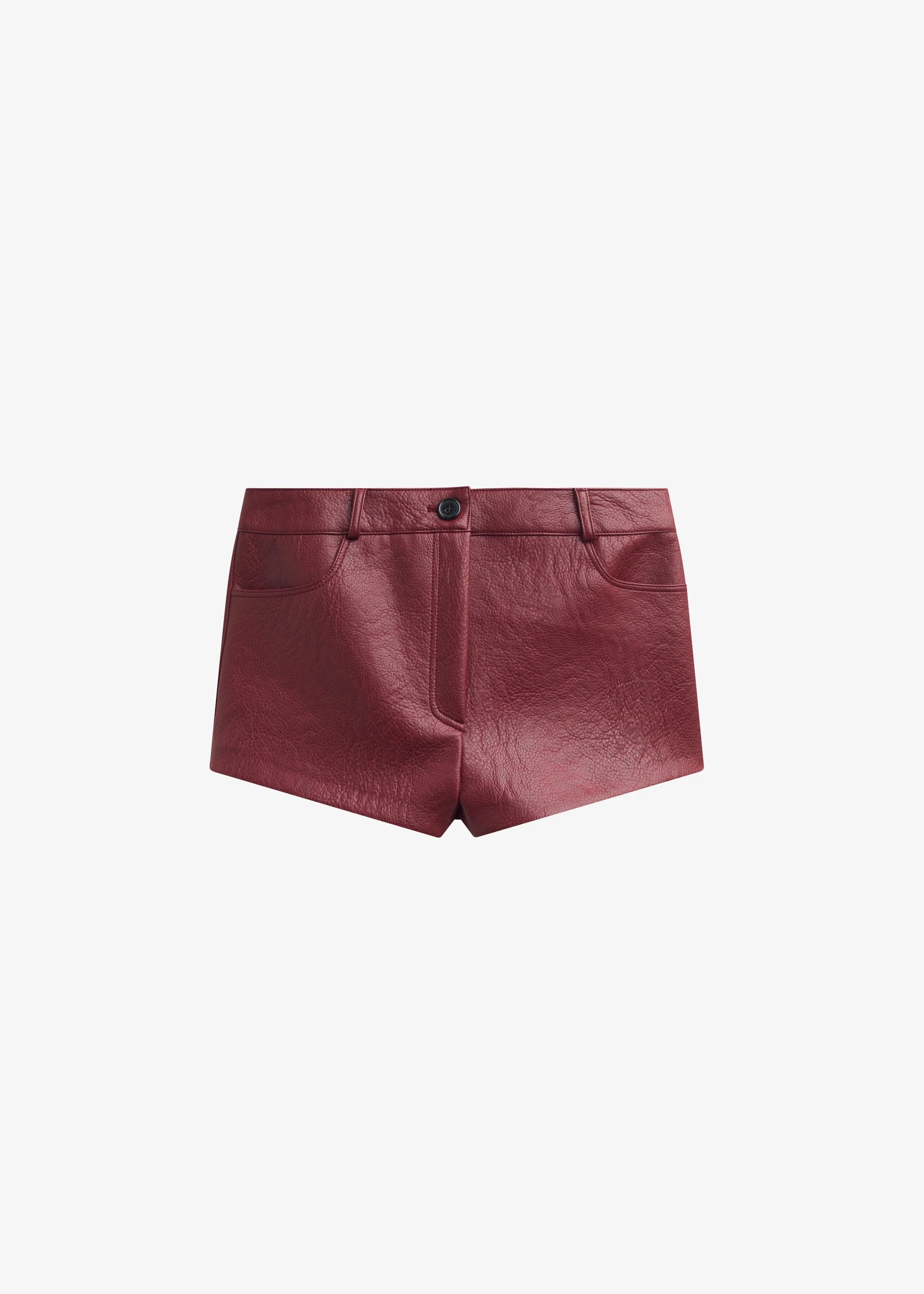 Troye Faux Leather Hot Pants - Burgundy - Image 8
