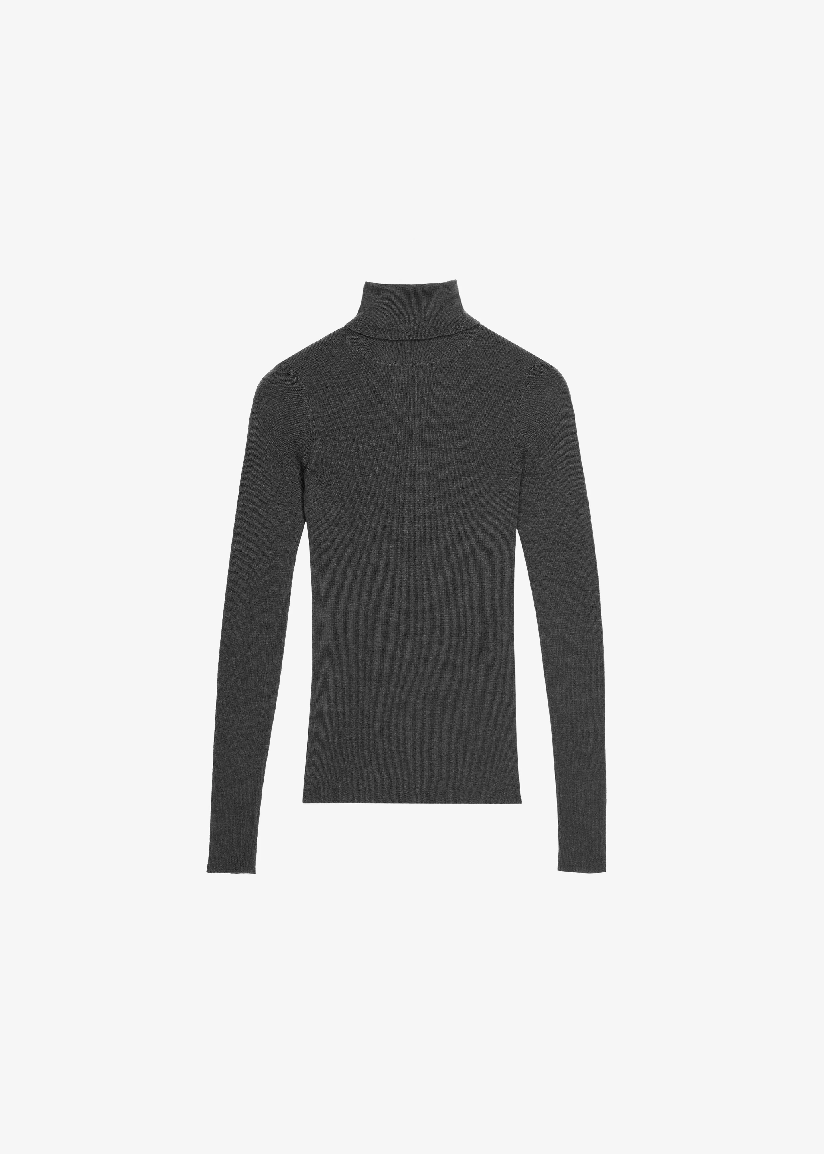 Utica Thin Turtleneck Sweater - Dark Grey Melange - Image 6
