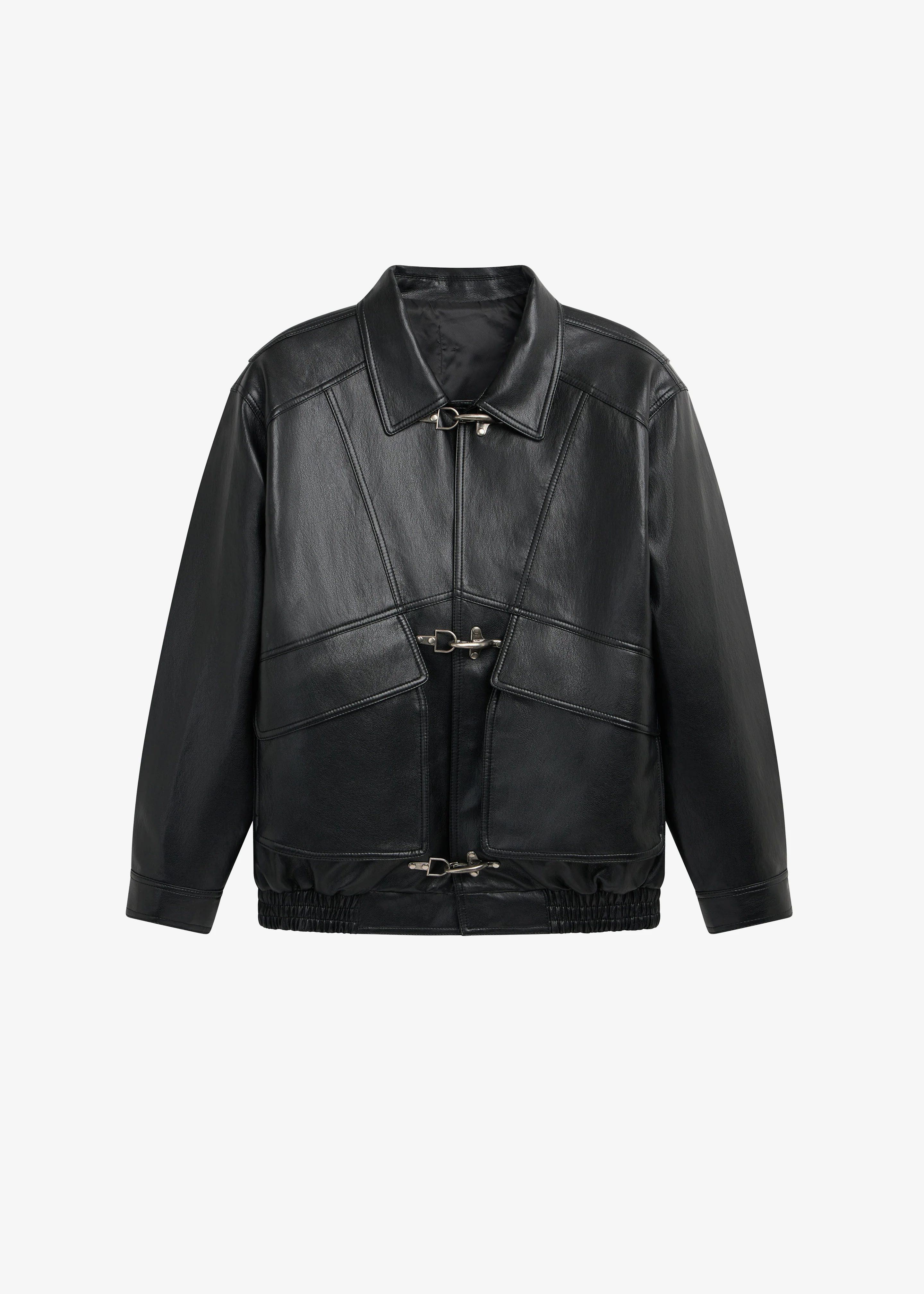 Utrecht Faux Leather Buckle Jacket - Black - Image 10