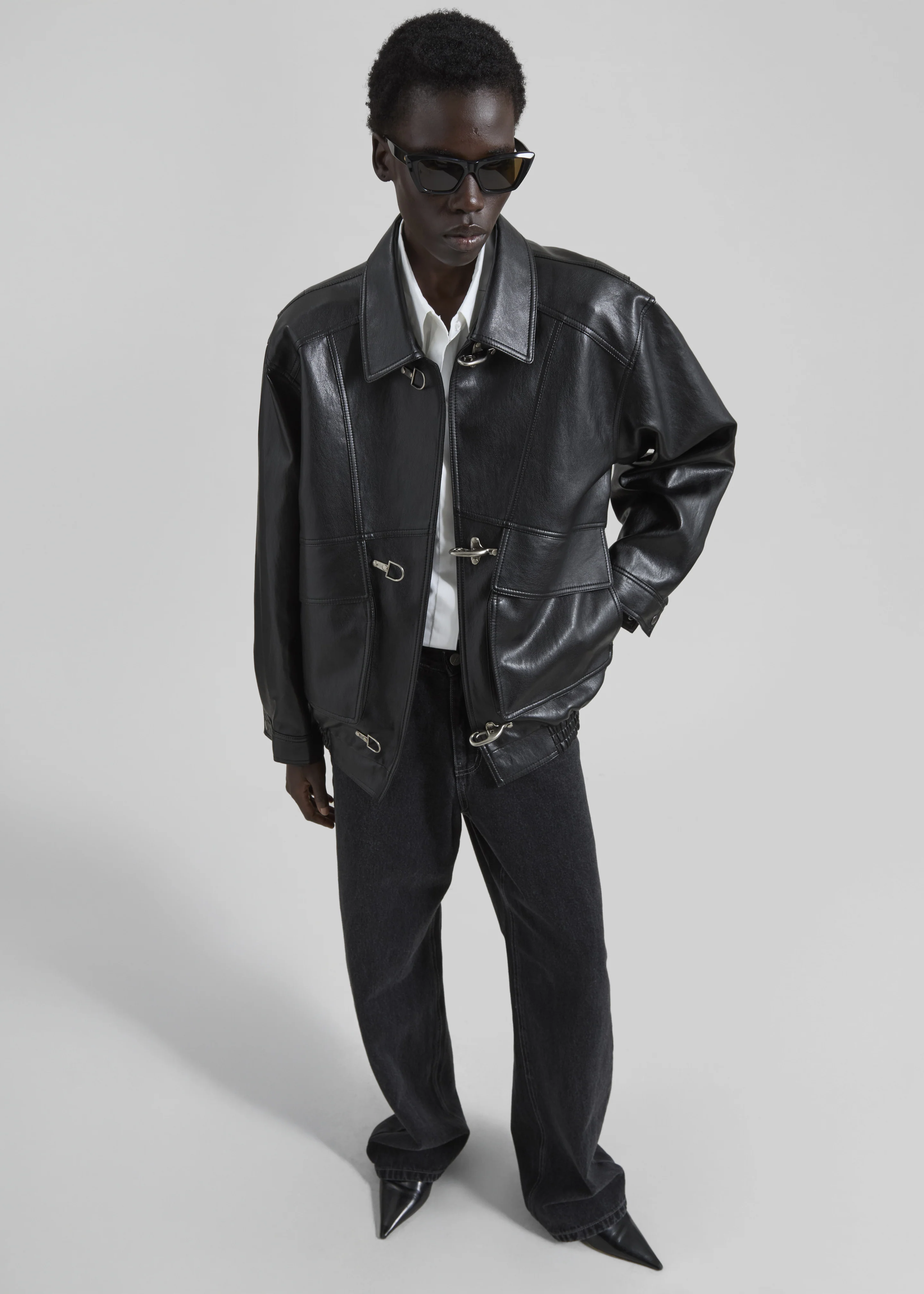 Utrecht Faux Leather Buckle Jacket - Black - Image 2