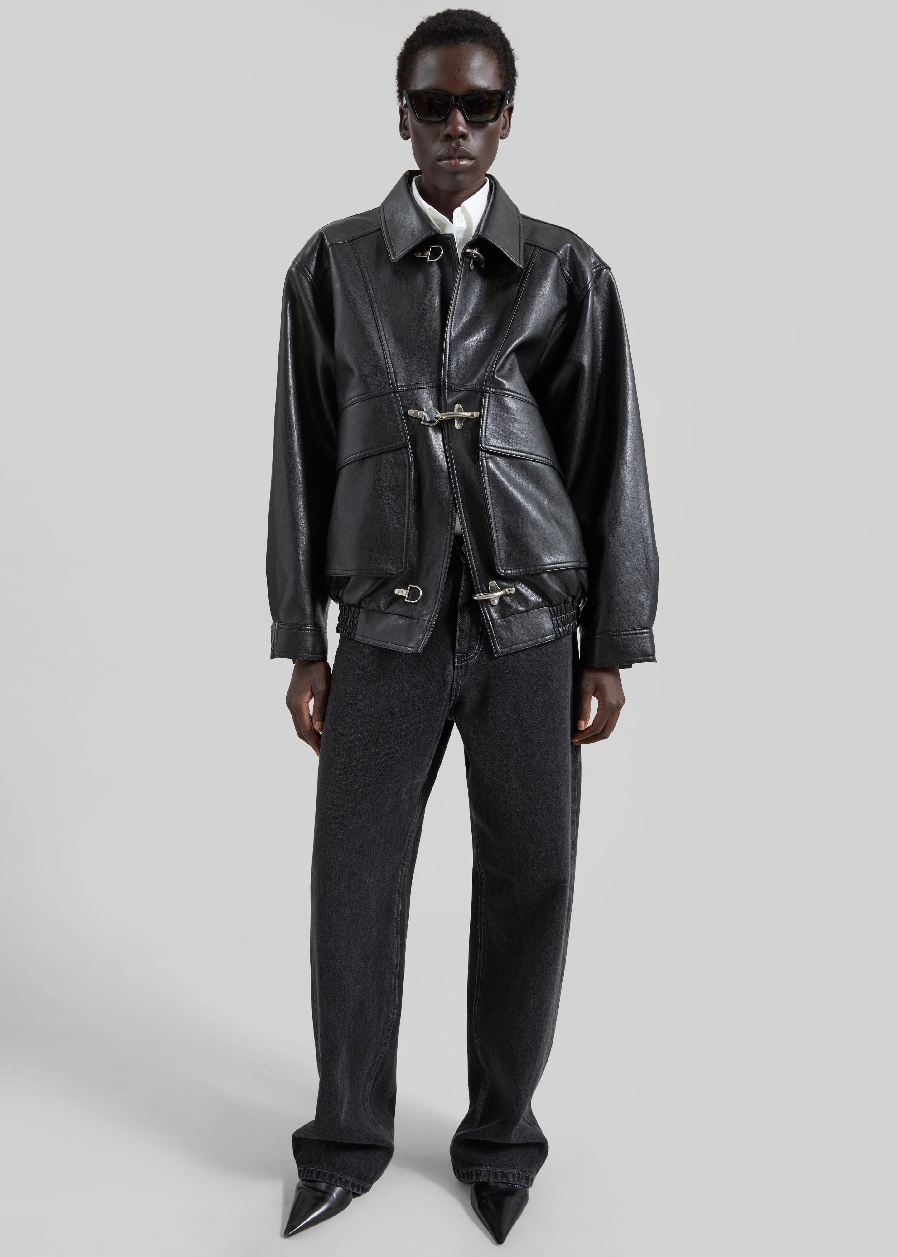 Utrecht Faux Leather Buckle Jacket - Black - Image 4