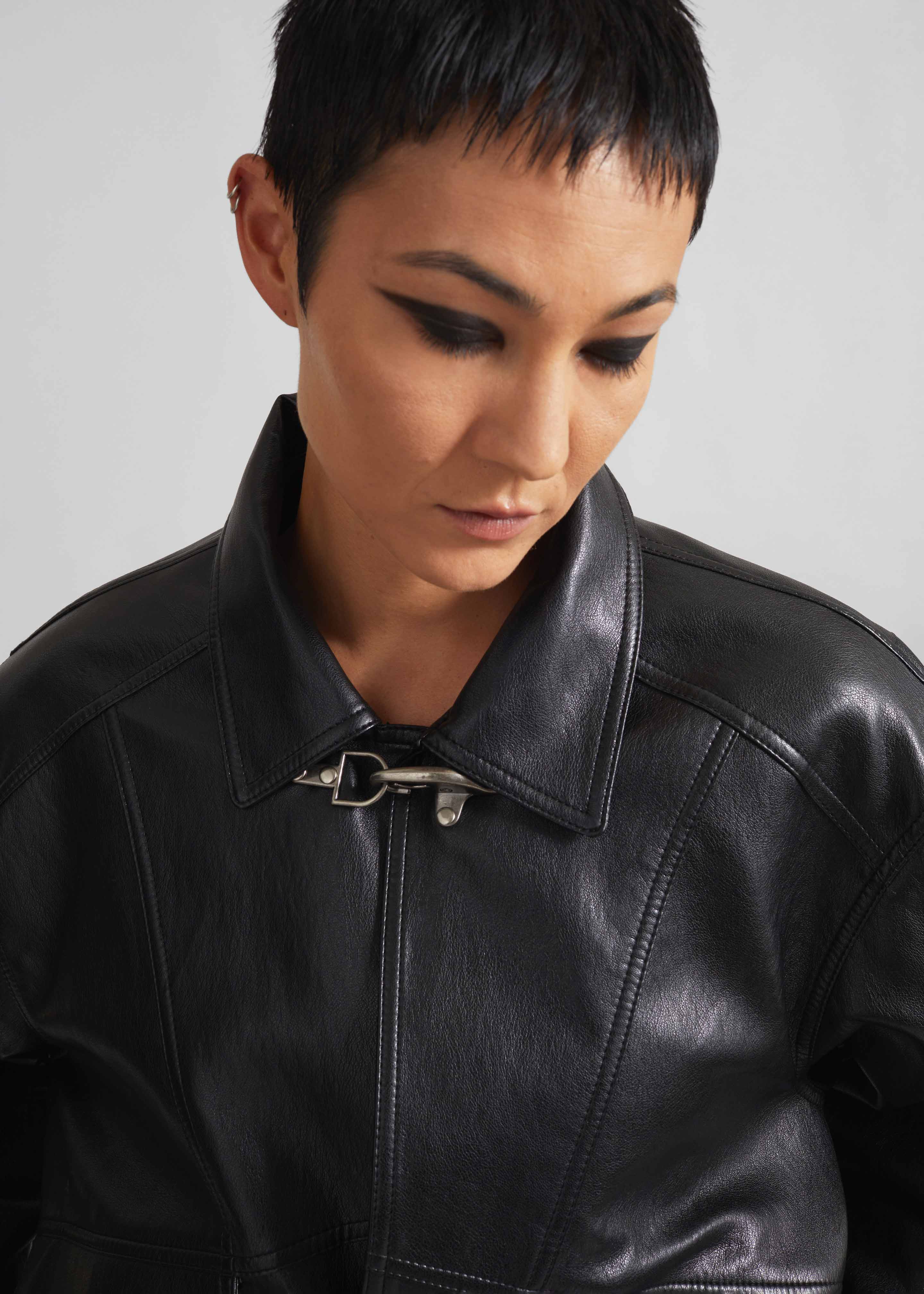 Utrecht Faux Leather Buckle Jacket - Black - Image 5