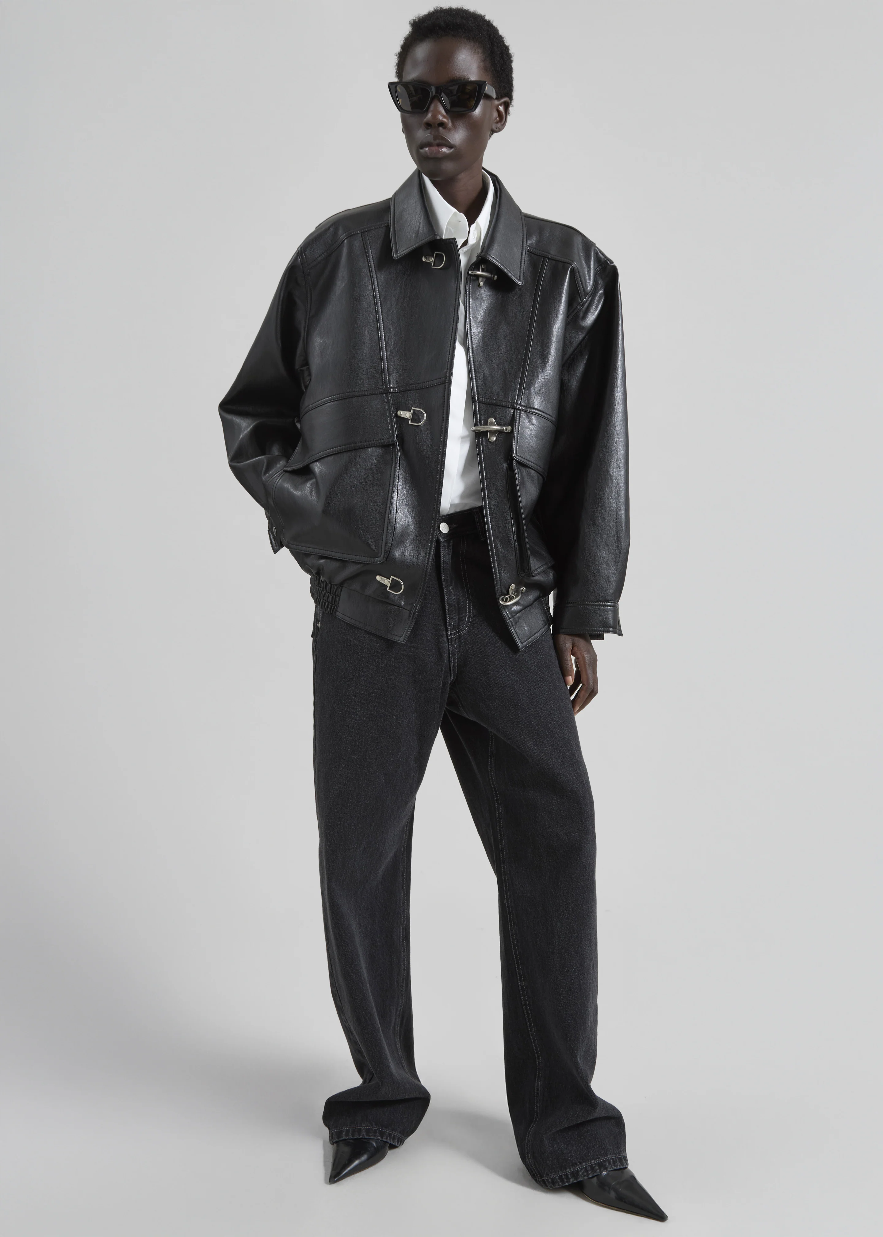 Utrecht Faux Leather Buckle Jacket - Black - Image 7