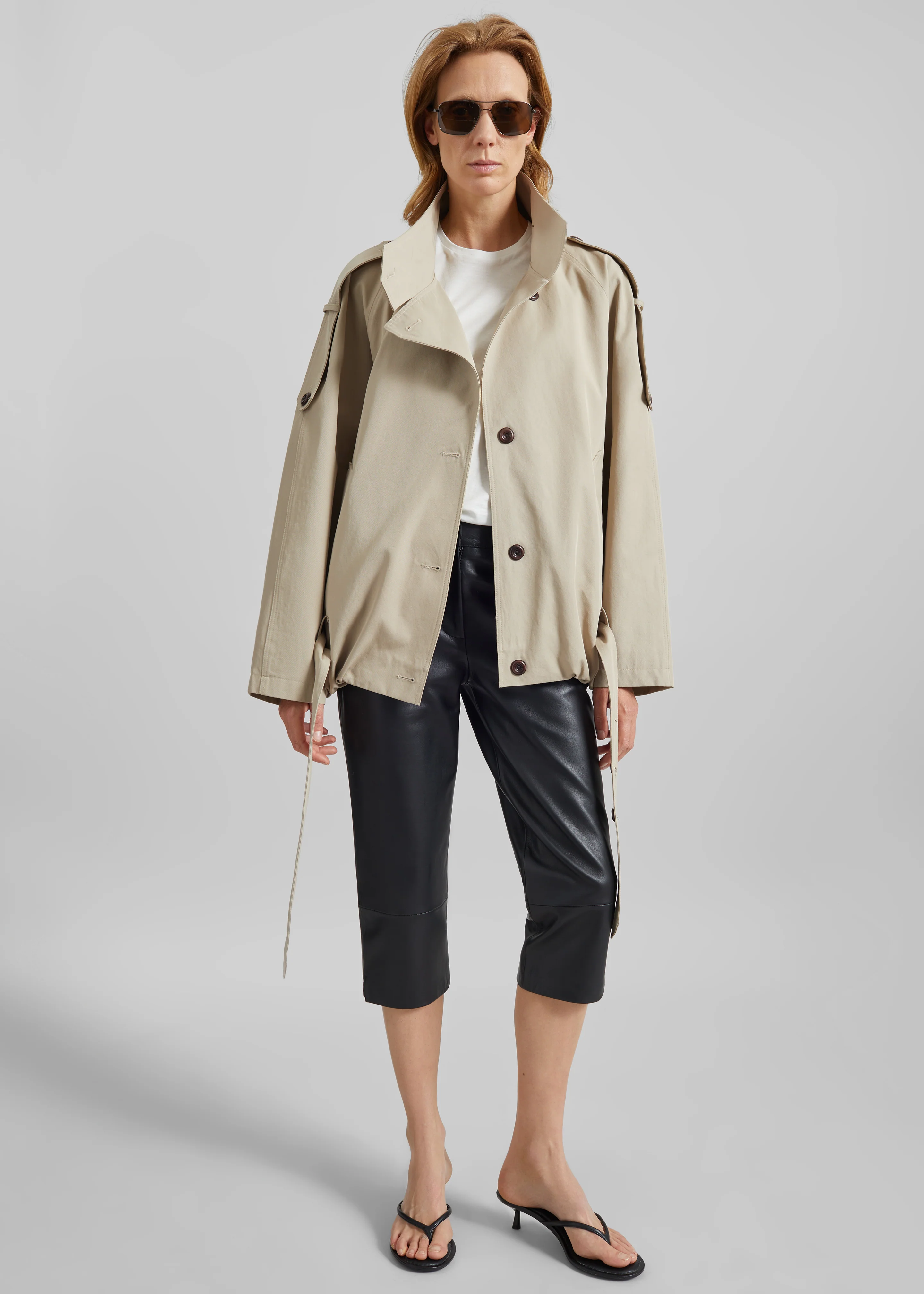 Vallby Belted Short Trench - Beige - Image 3