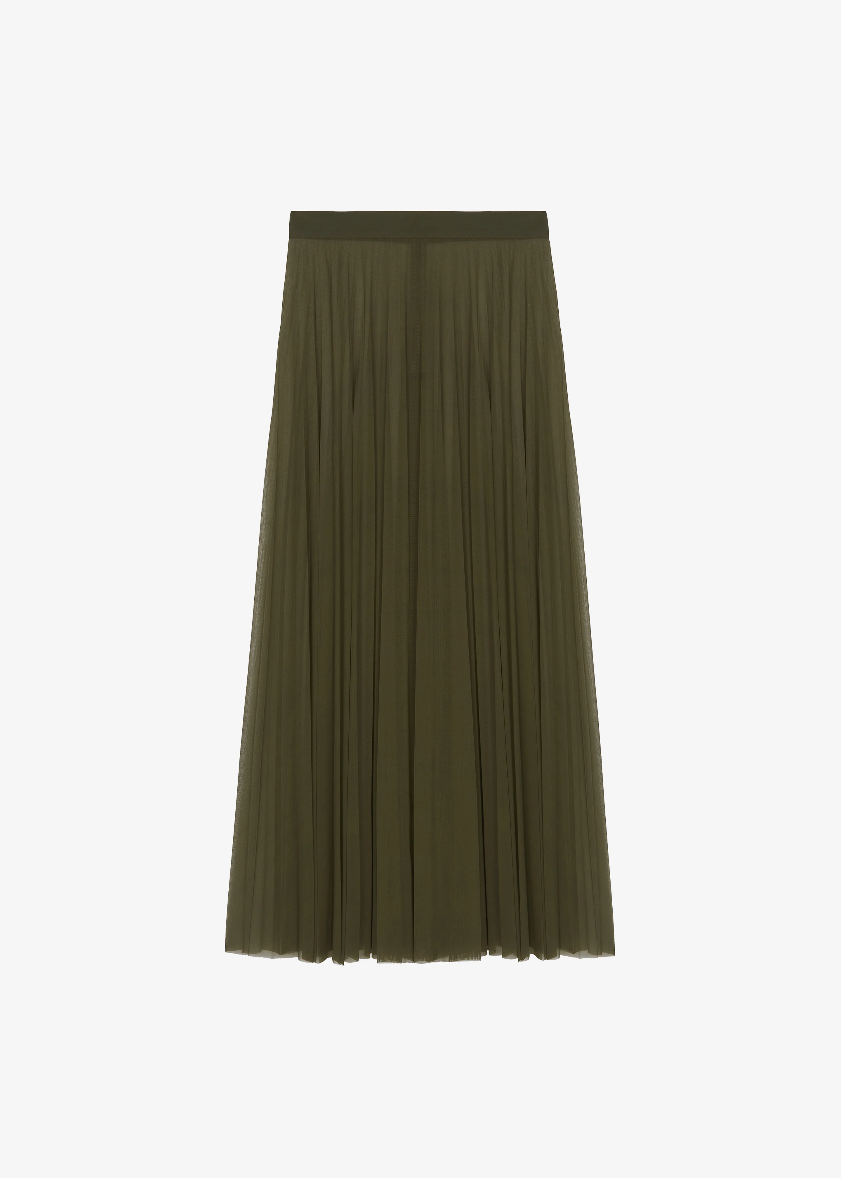 Vallen Pleated Mesh Maxi Skirt - Khaki - Image 11