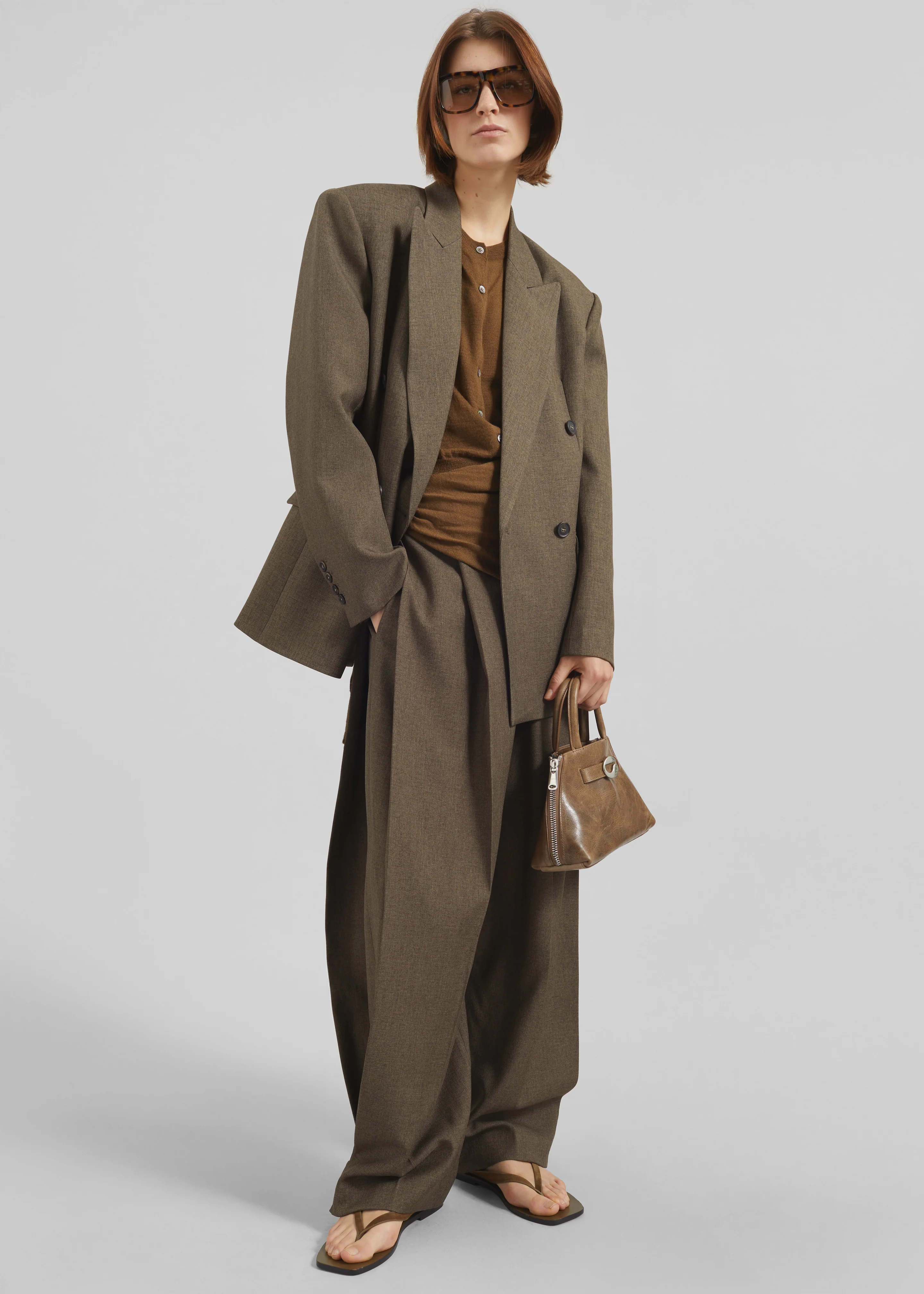 Vallsta Double-Breasted Blazer - Brown Melange - Image 7