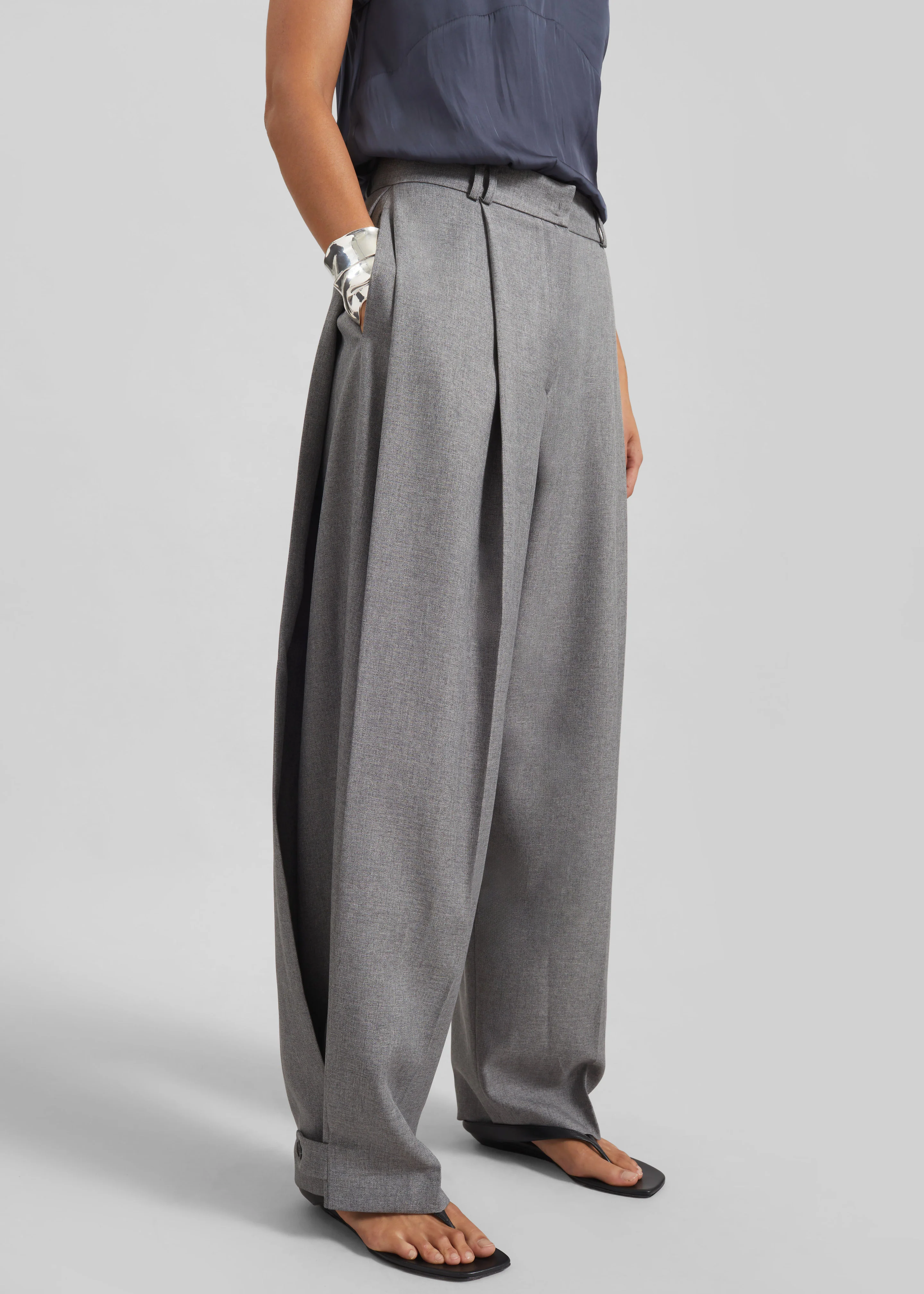 Vallsta Tailored Trousers - Grey Melange - Image 2