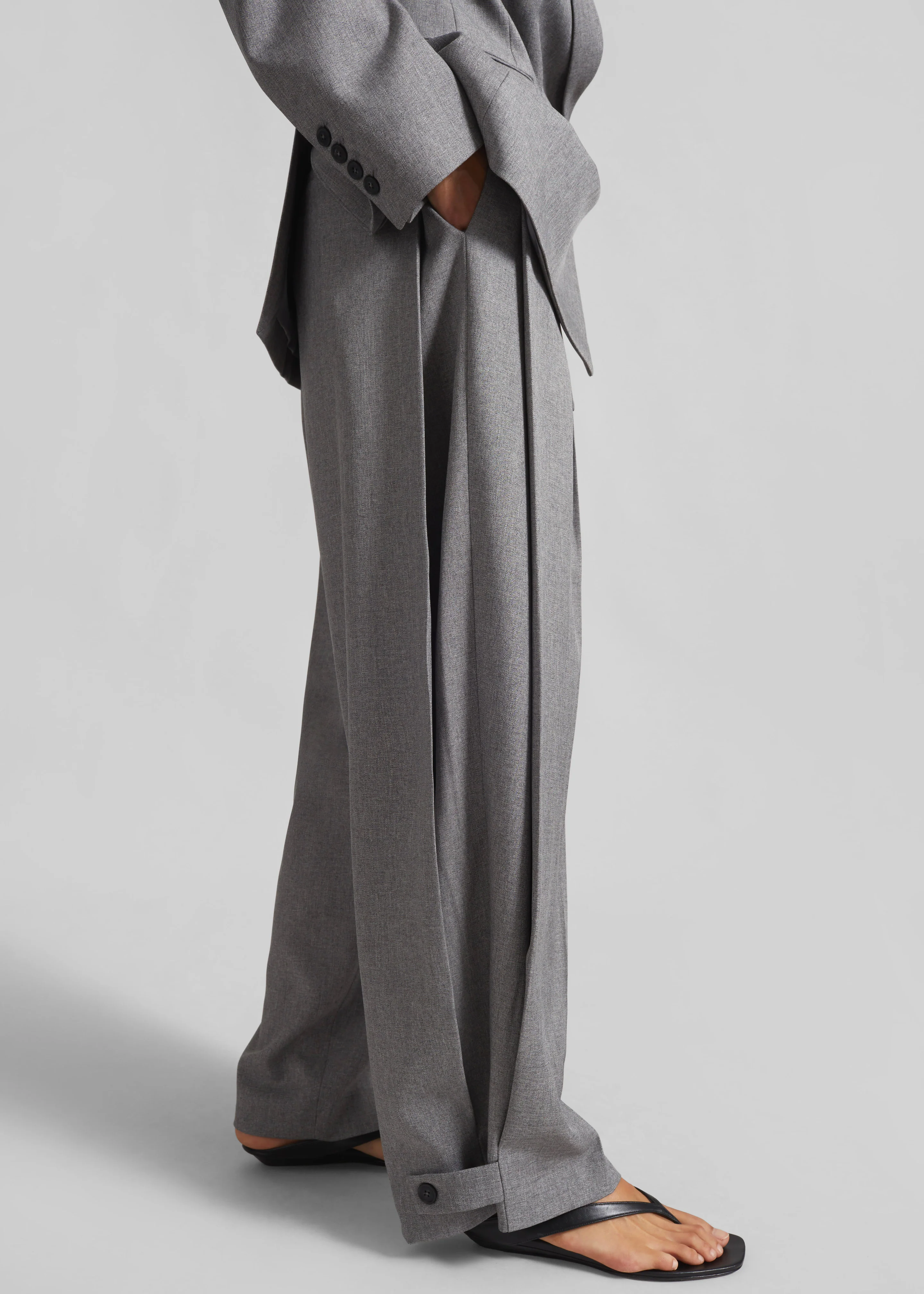 Vallsta Tailored Trousers - Grey Melange - Image 4