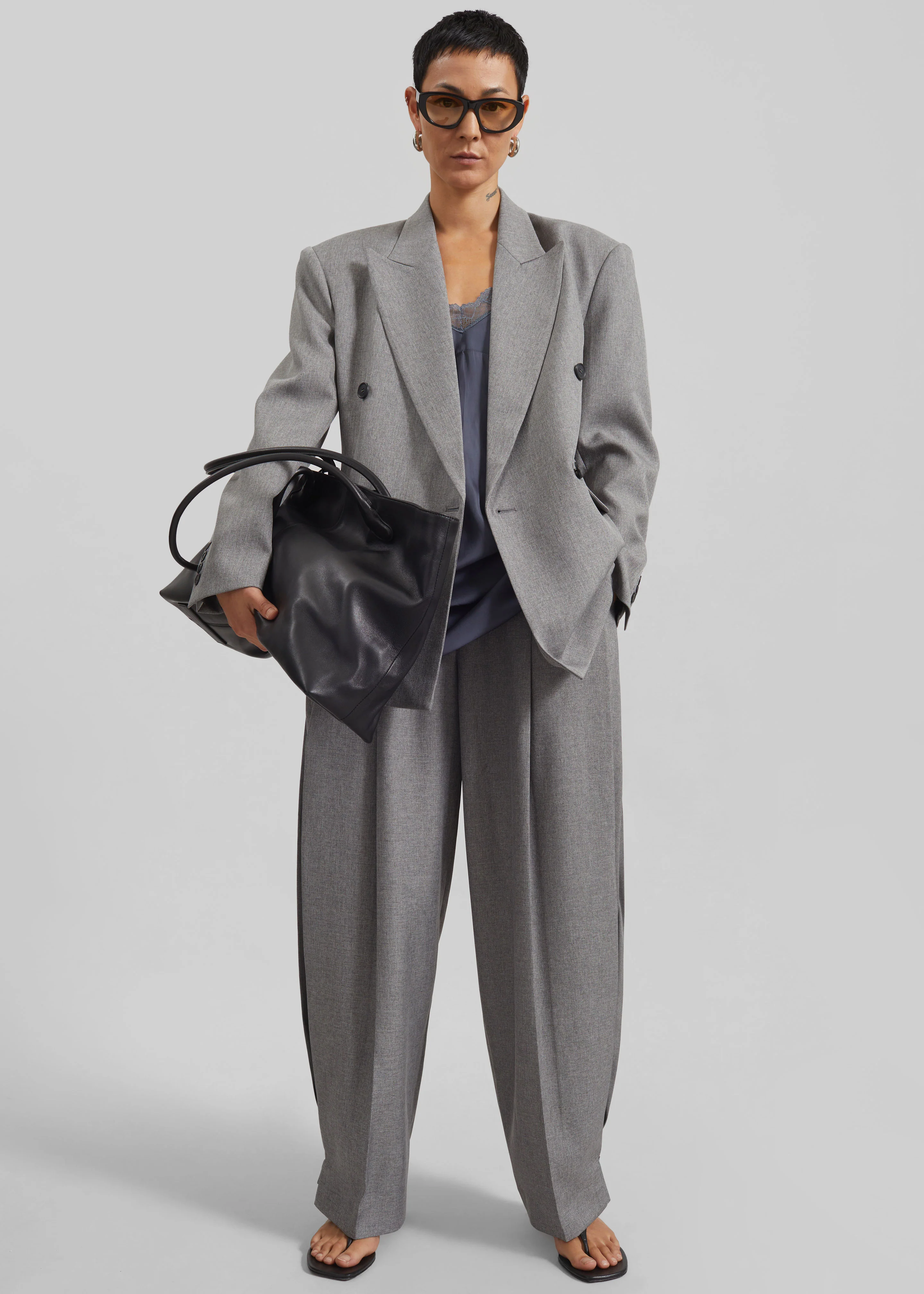 Vallsta Tailored Trousers - Grey Melange - Image 5
