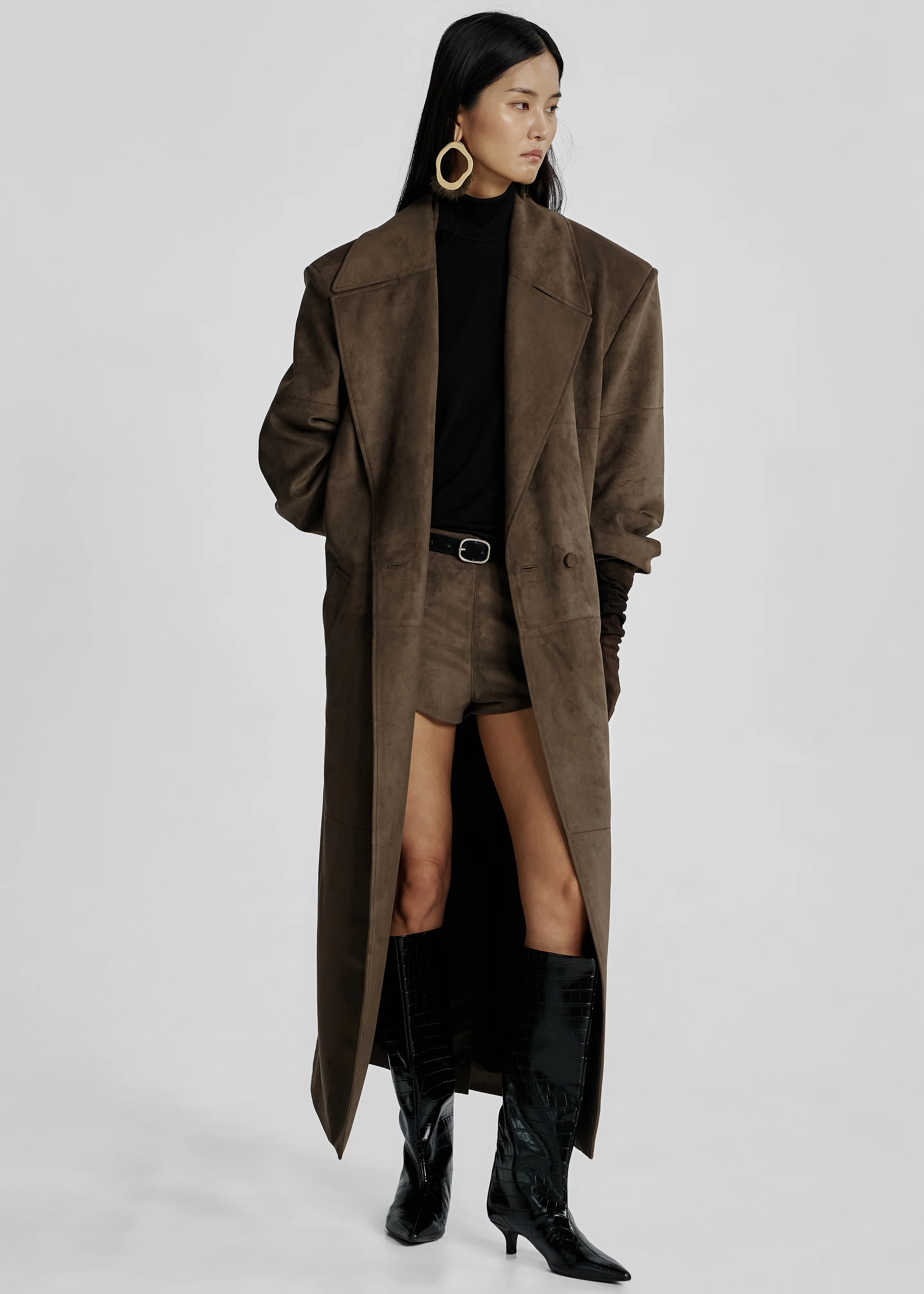 Valmere Faux Suede Hot Pants - Brown - Image 4