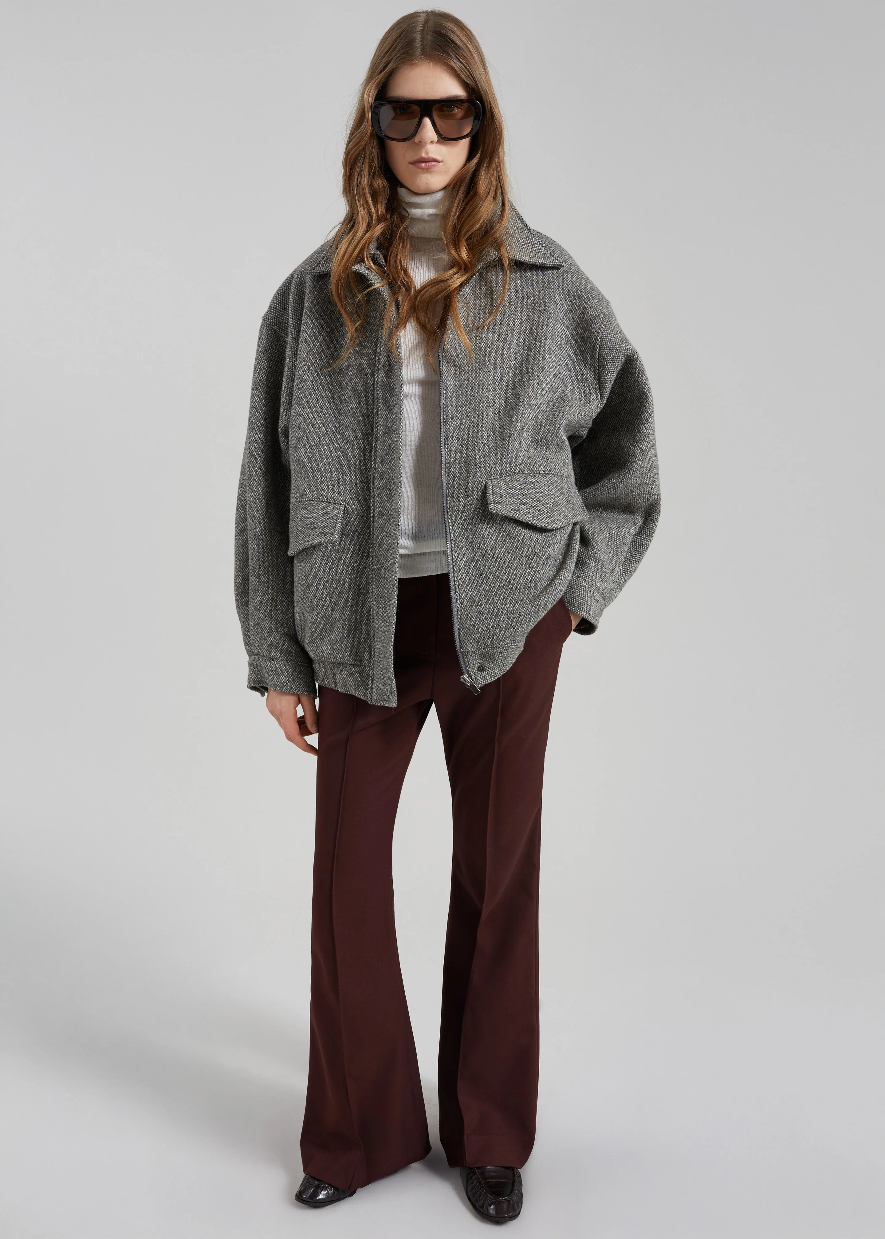 Vanves Wool Blouson Jacket - Grey Melange - Image 2