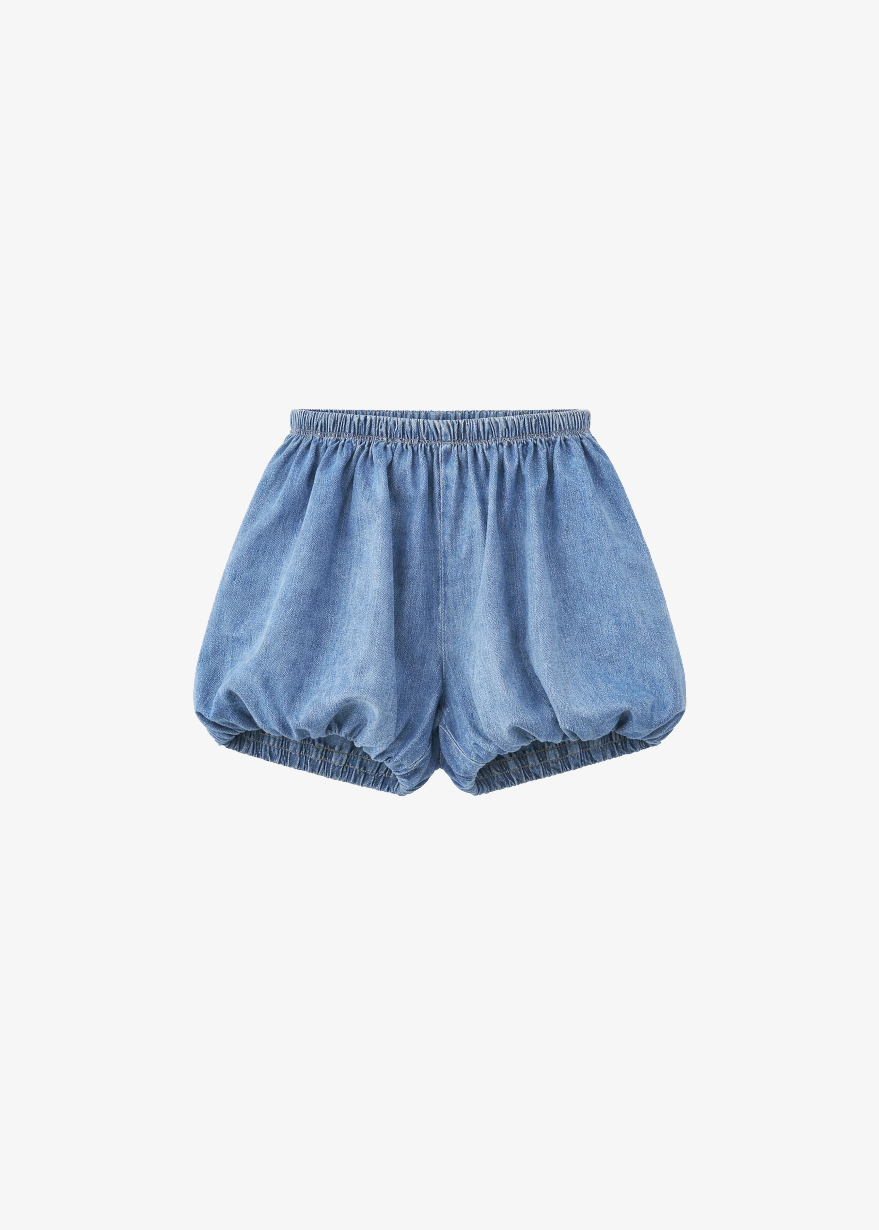 Varzy Denim Bubble-Hem Shorts - Medium Wash - Image 7