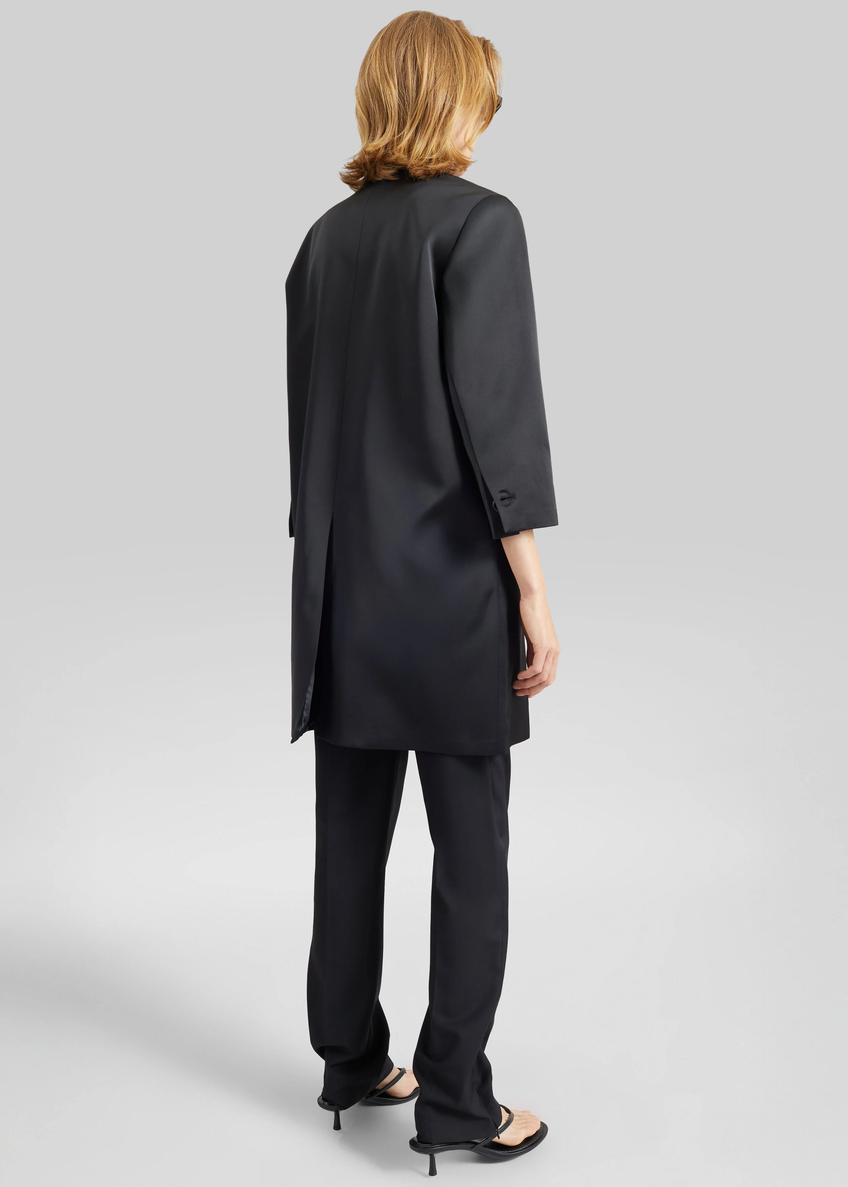 Vavin Satin Long Jacket - Black - Image 6