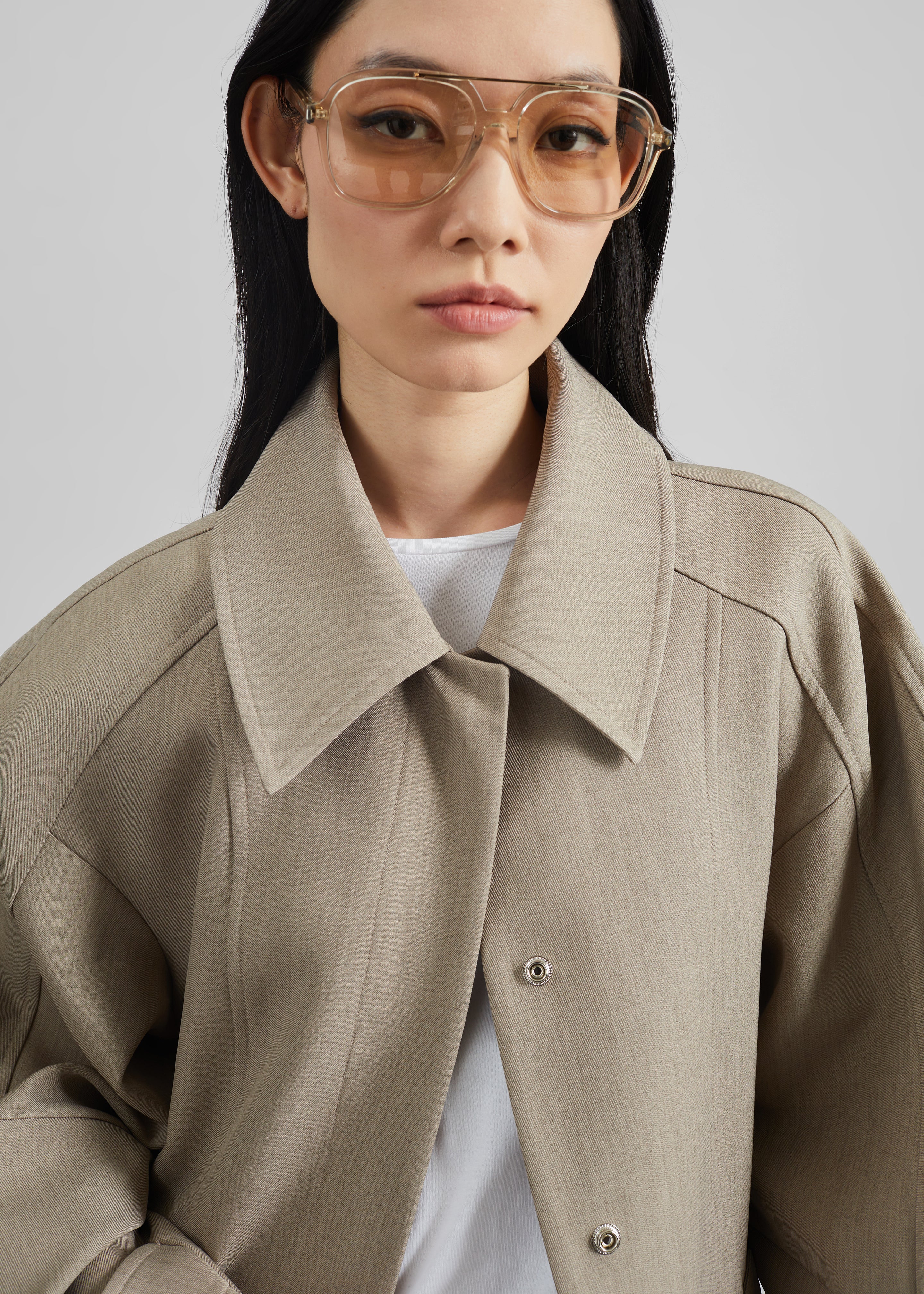 Venlo Curve Sleeve Belted Jacket - Beige - Image 6